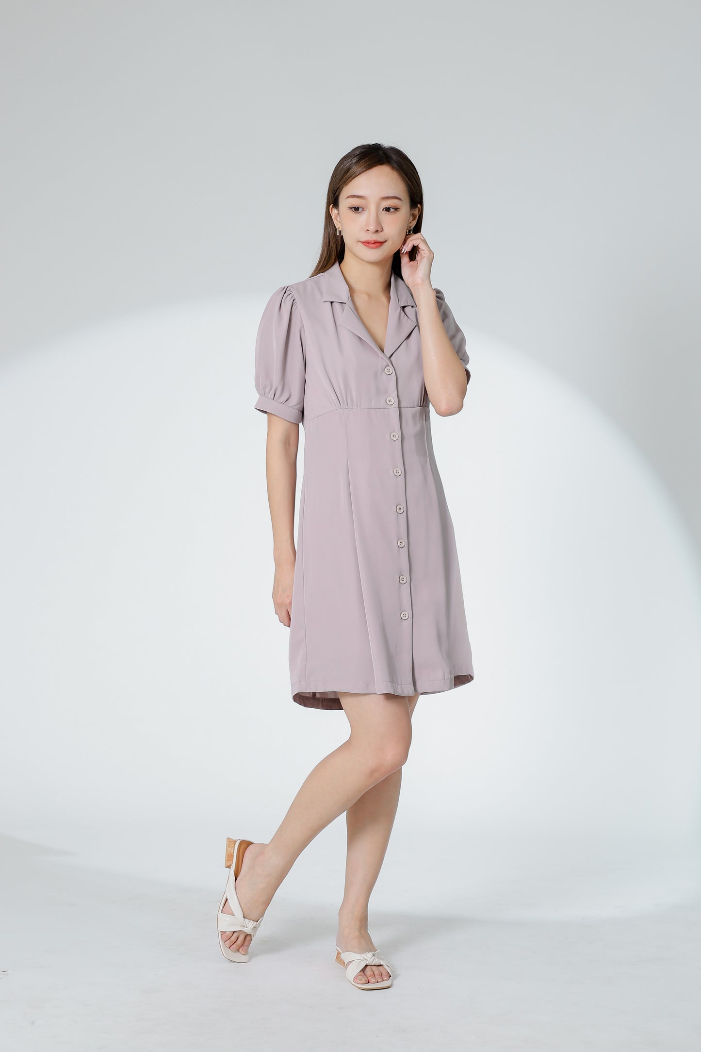 Odina Notched Lapel Dress - Oat