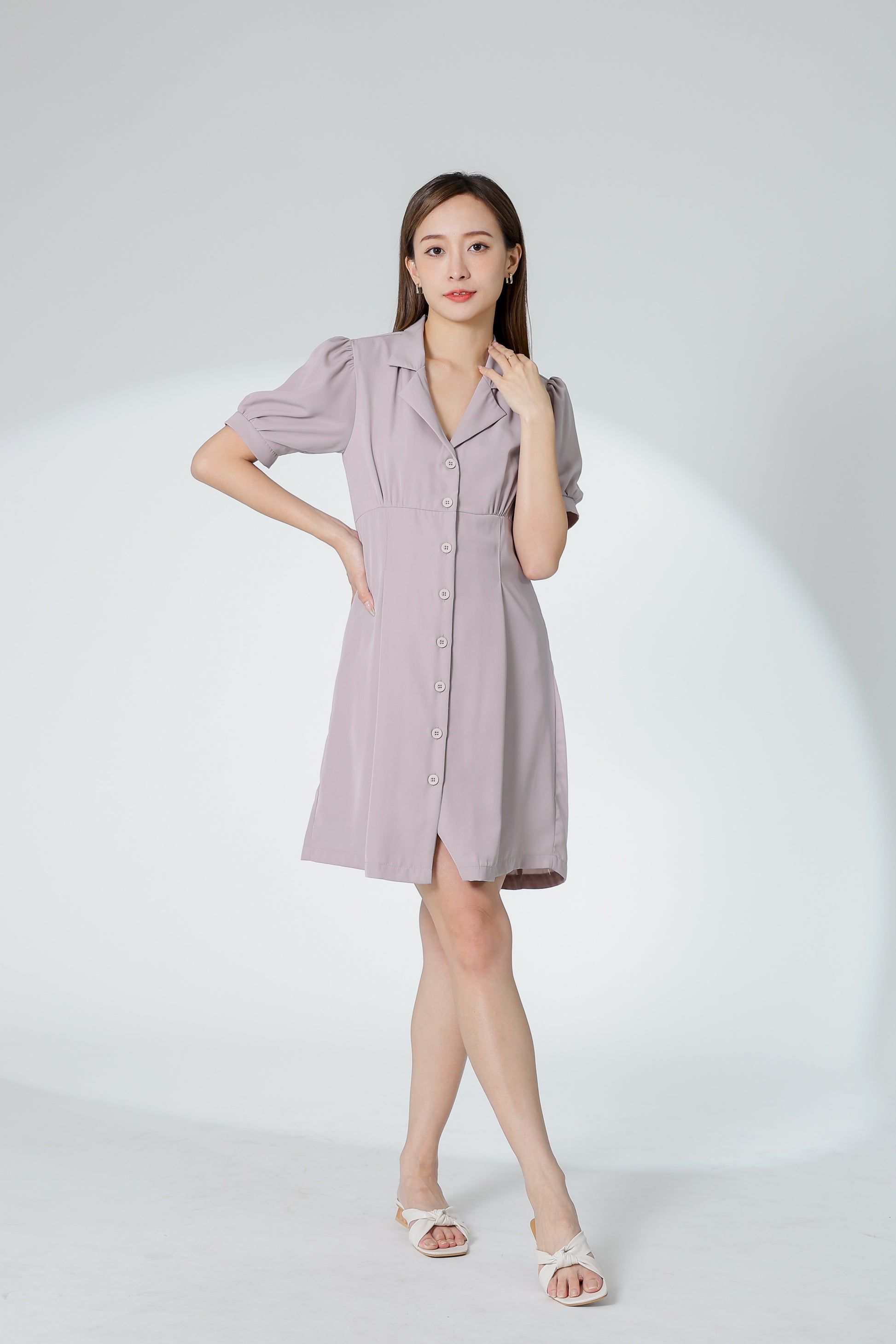 Odina Notched Lapel Dress - Oat