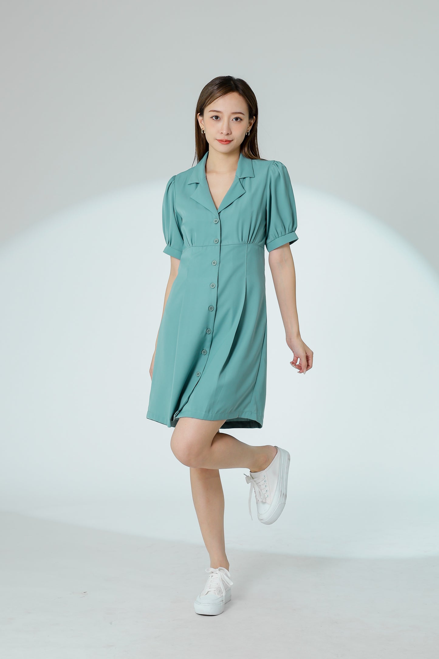 Odina Notched Lapel Dress - Sage