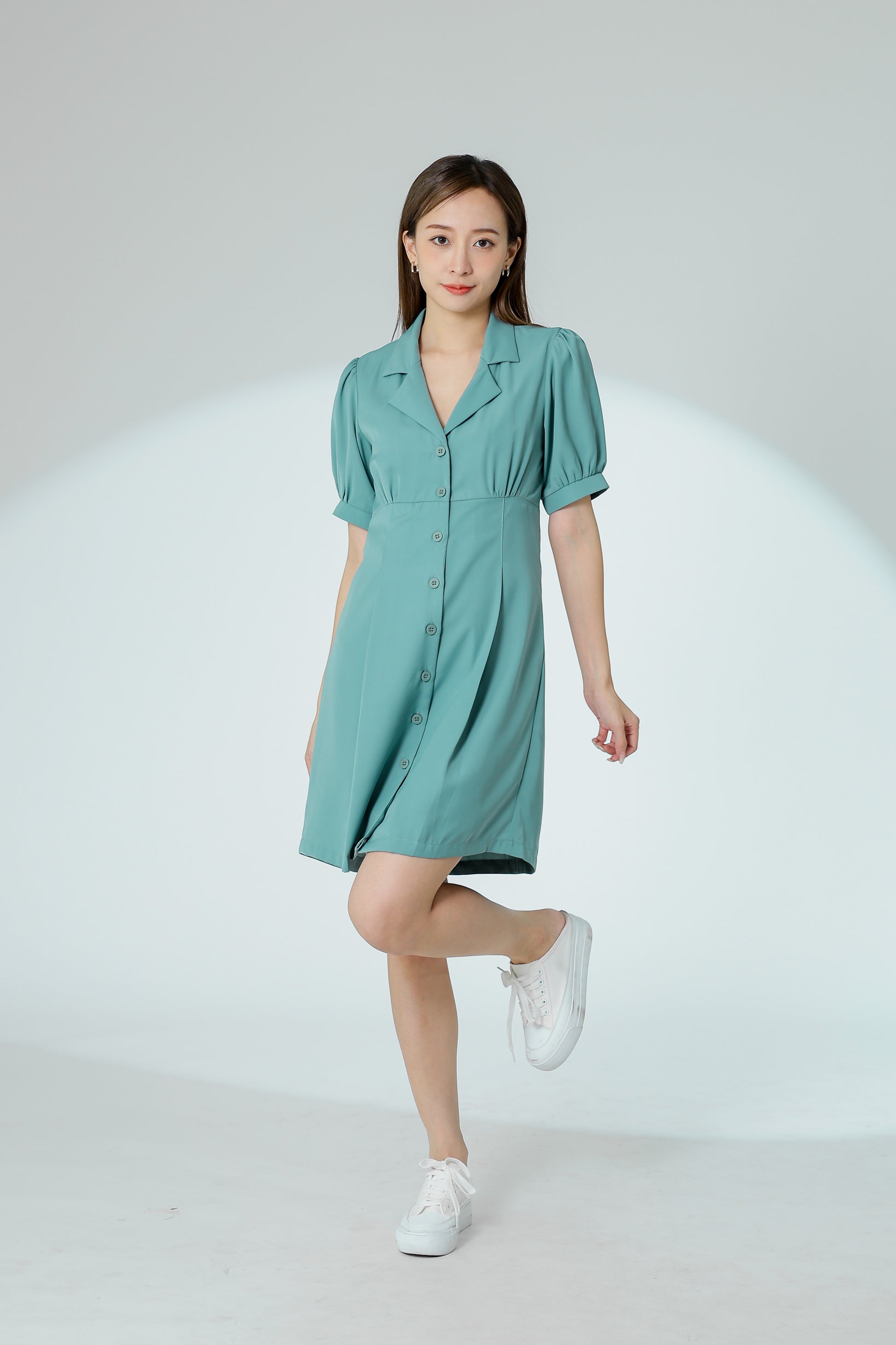 Odina Notched Lapel Dress - Sage