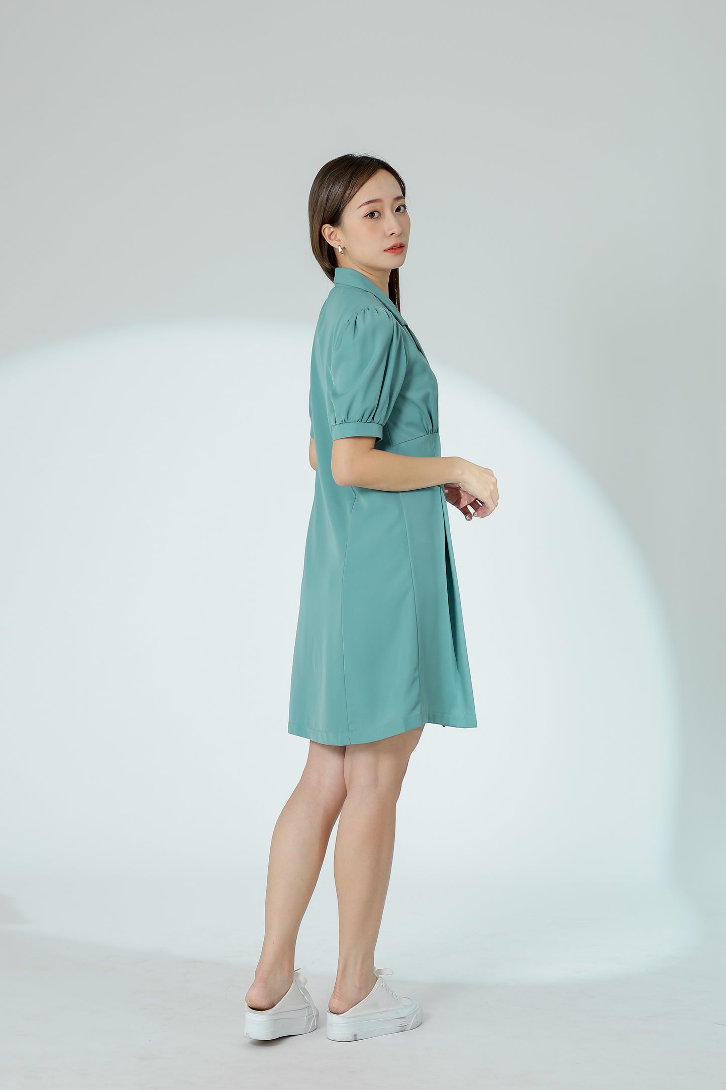Odina Notched Lapel Dress - Sage