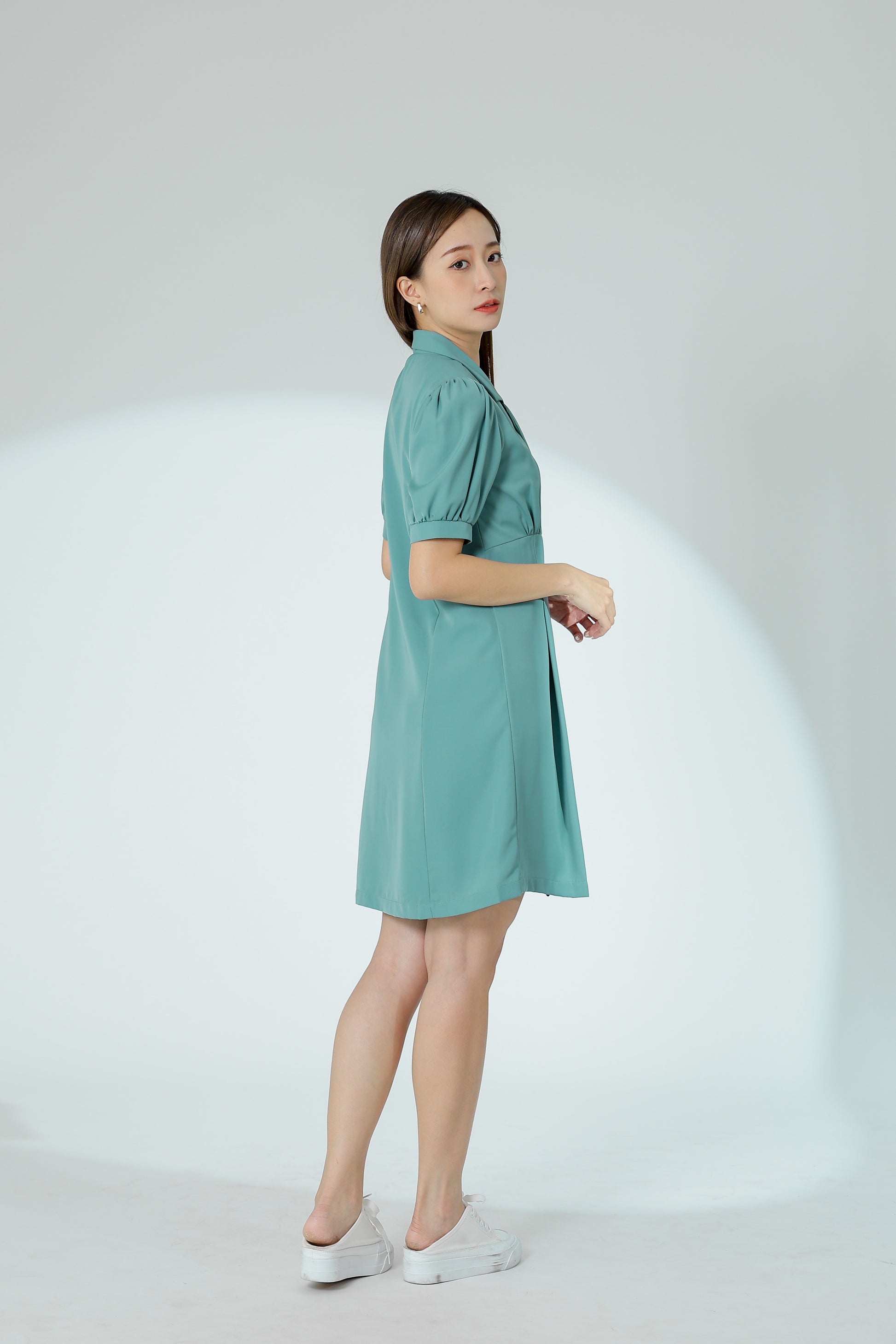 Odina Notched Lapel Dress - Sage