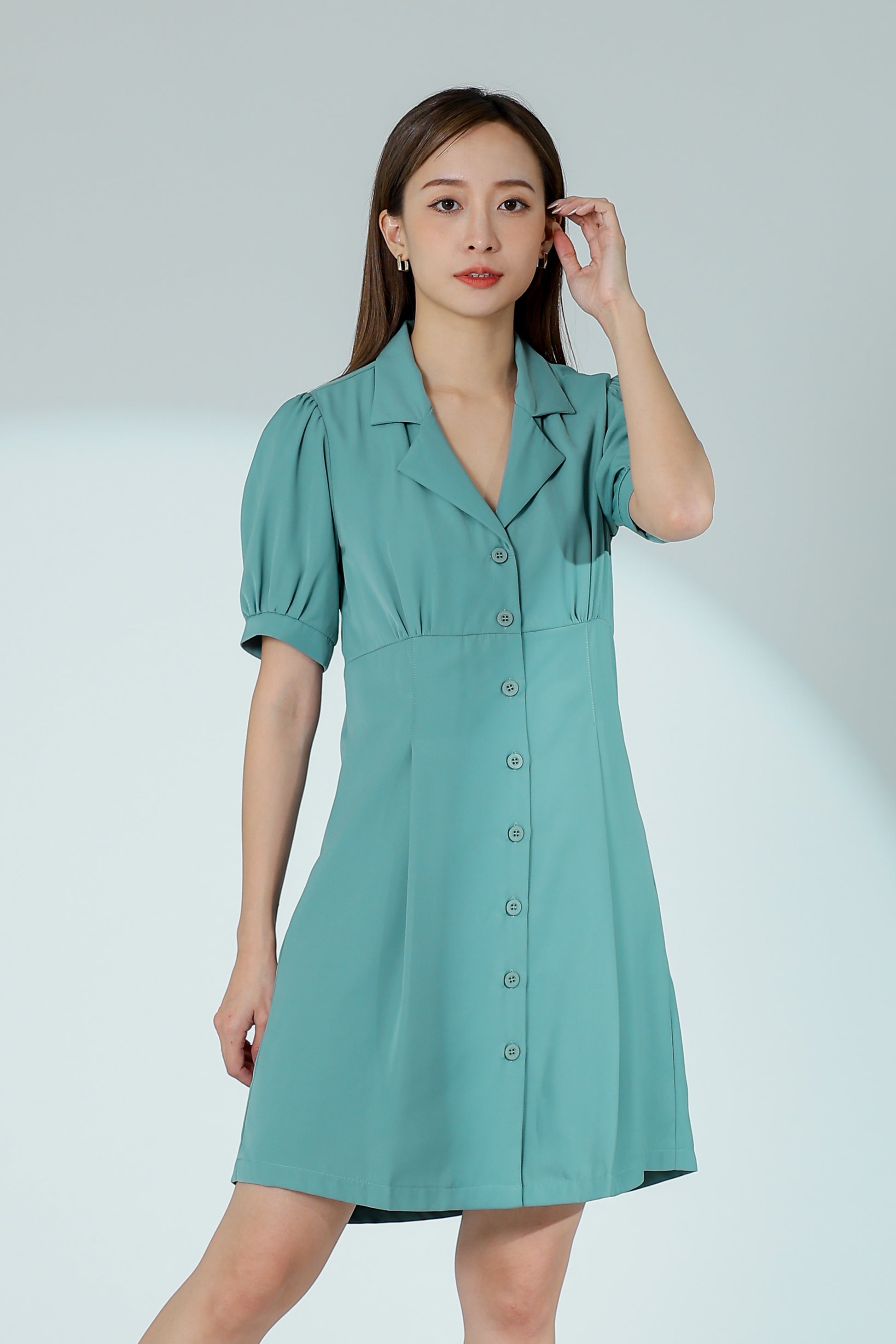 Odina Notched Lapel Dress - Sage