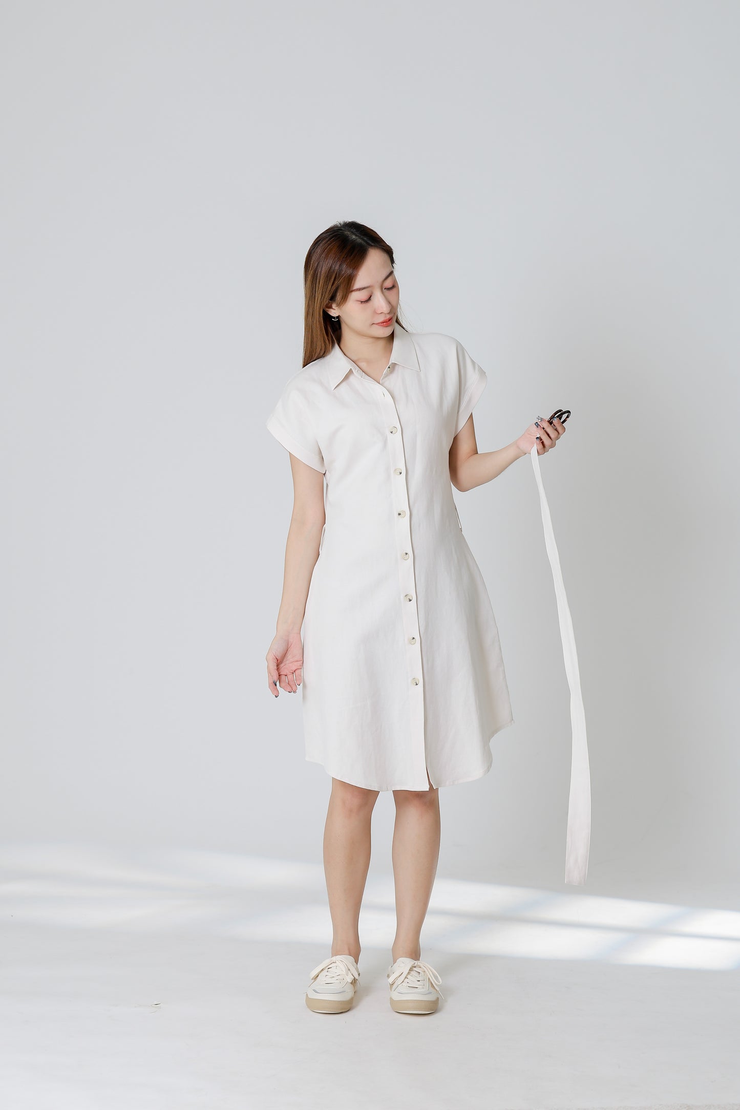 Paulinn Linen Shirt Dress - Ivory