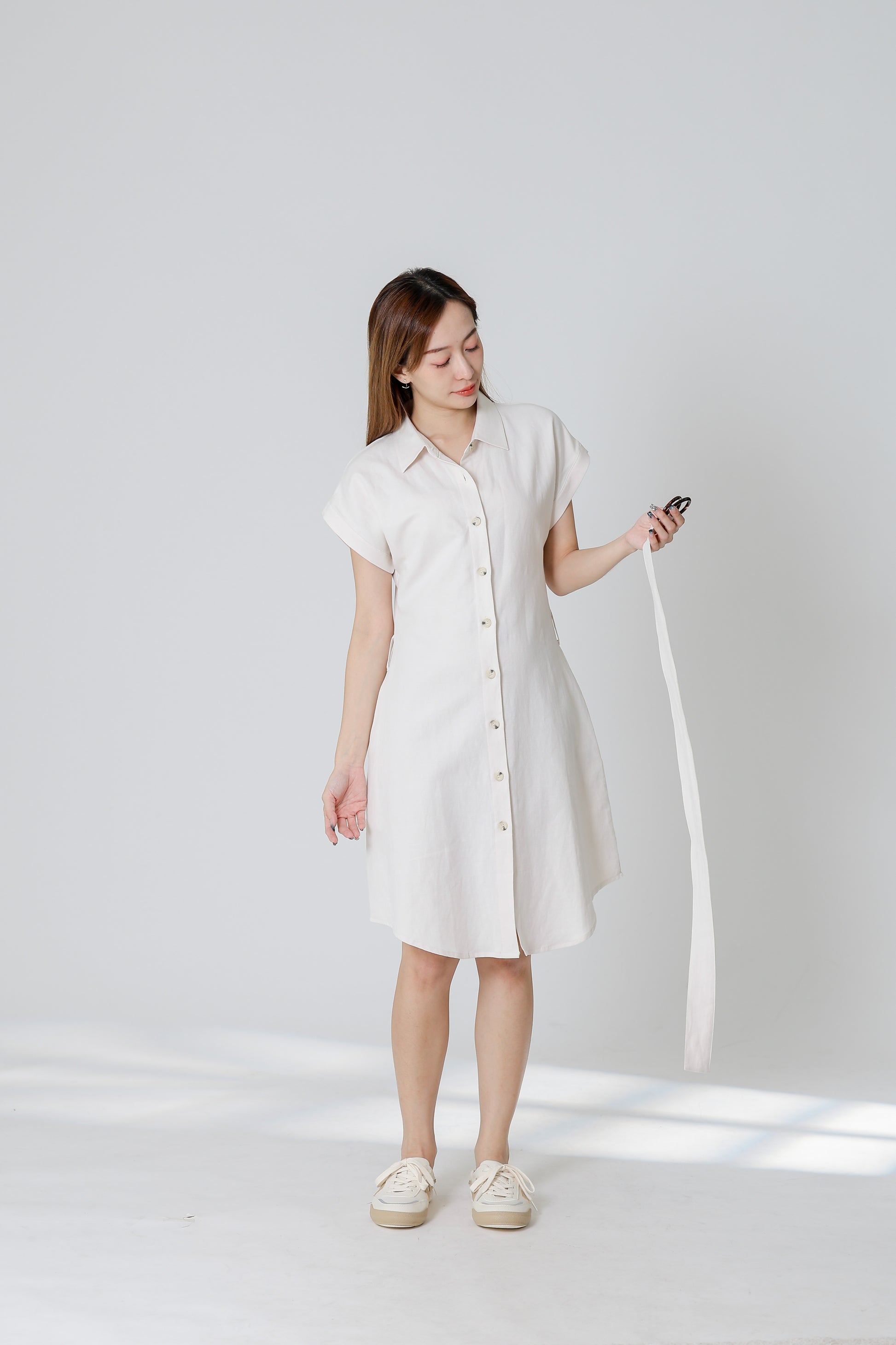 Paulinn Linen Shirt Dress - Ivory