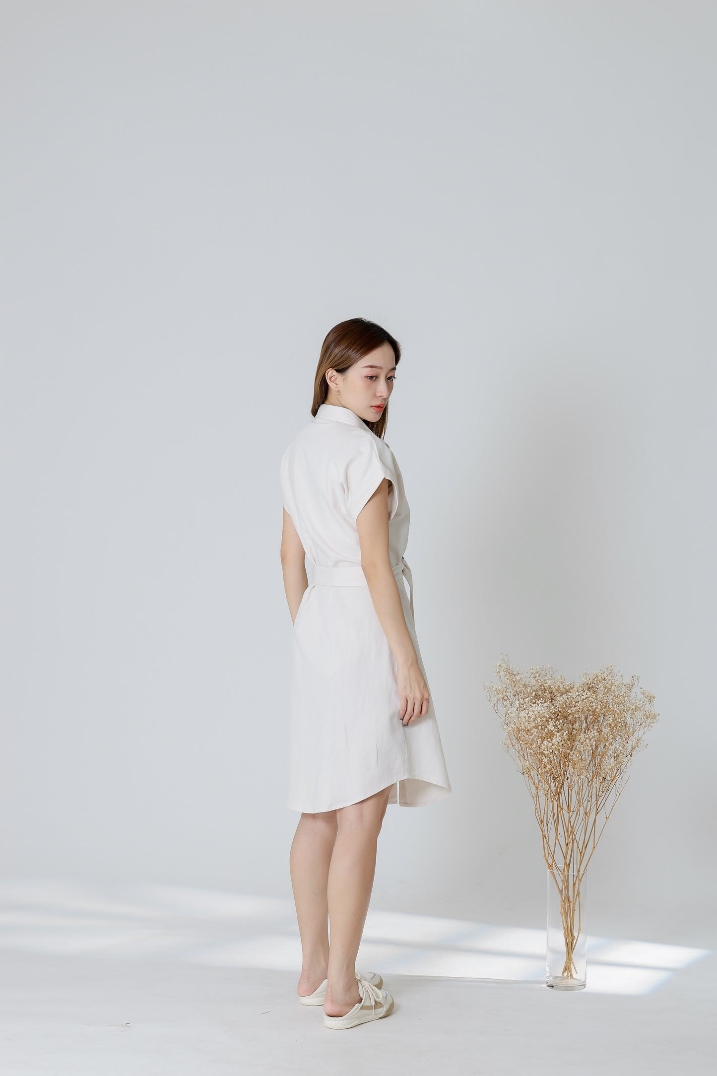 Paulinn Linen Shirt Dress - Ivory