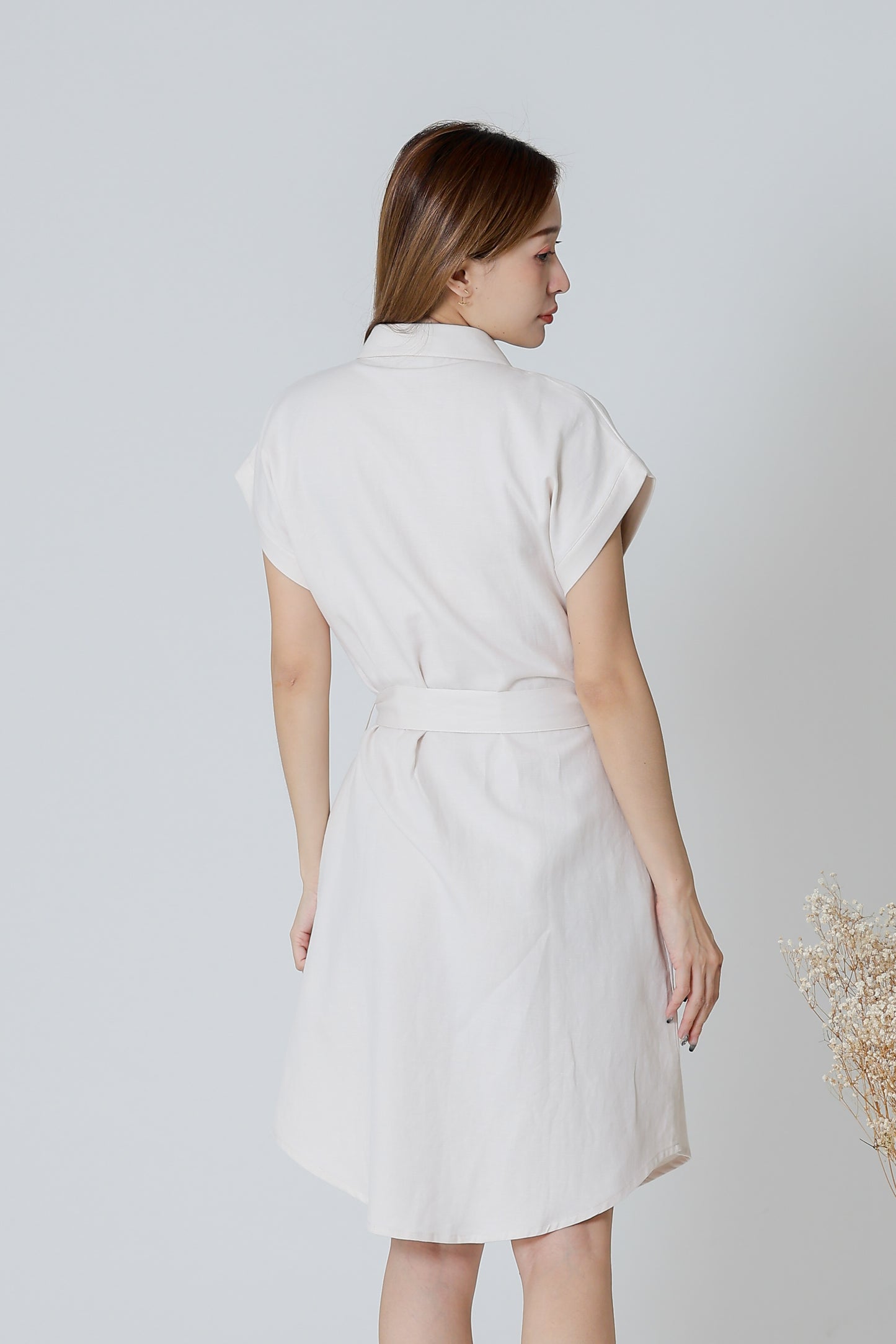 Paulinn Linen Shirt Dress - Ivory