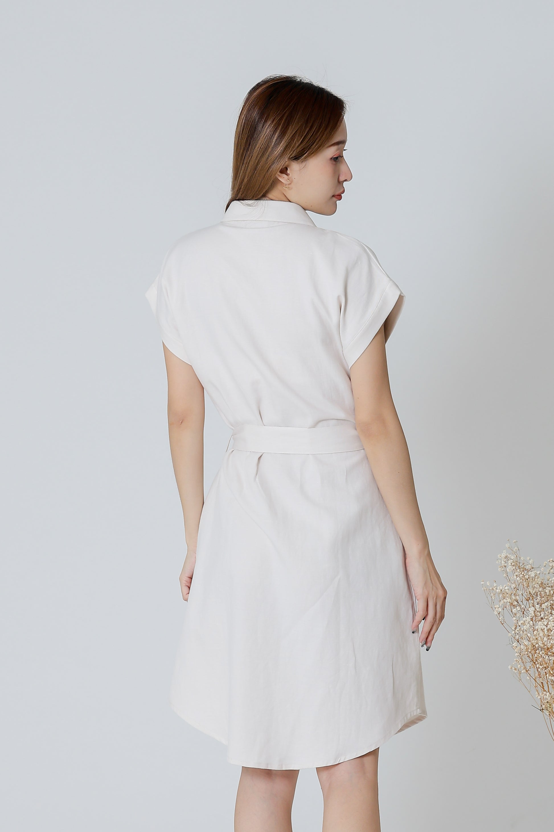 Paulinn Linen Shirt Dress - Ivory