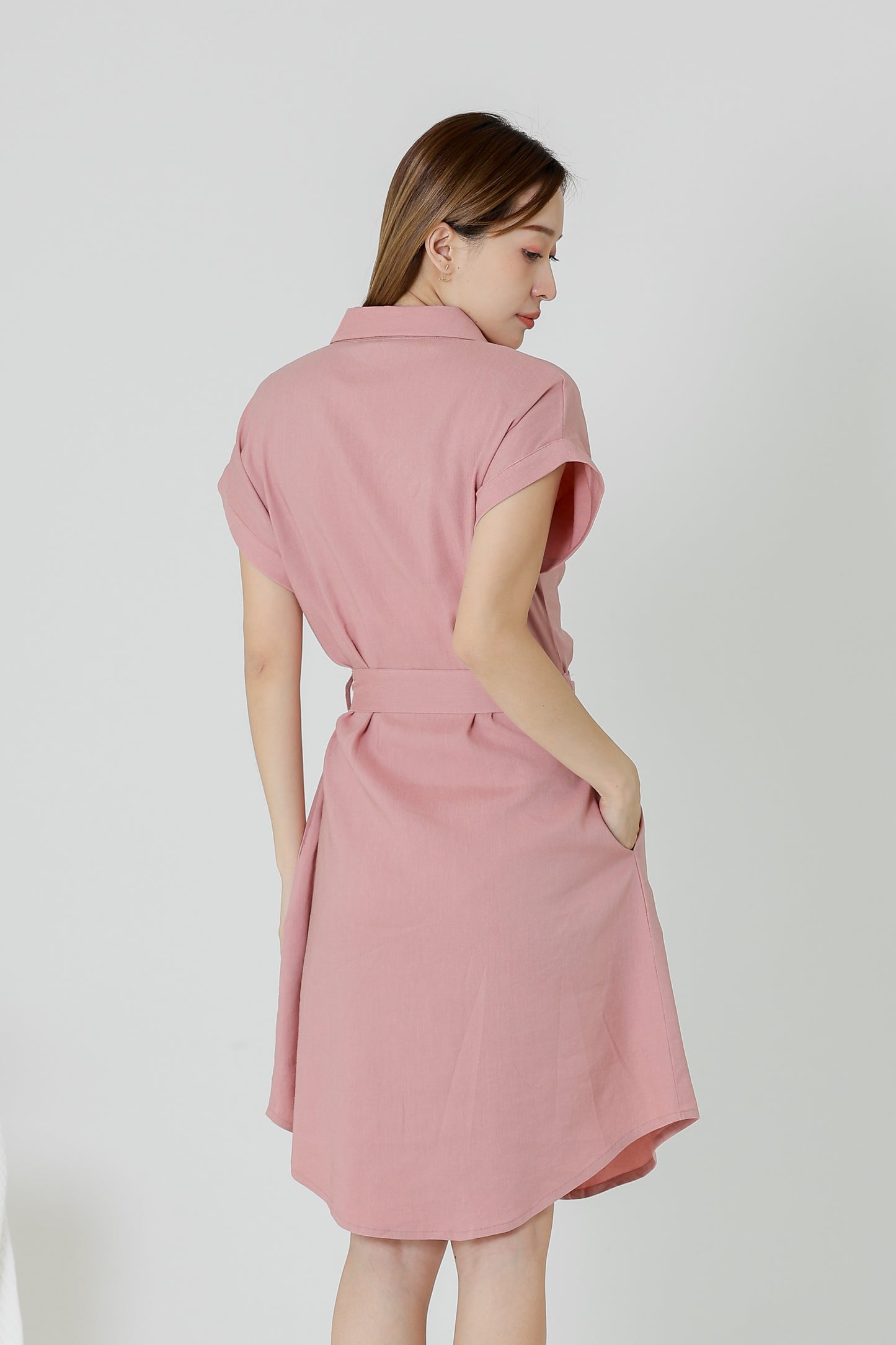 Paulinn Linen Shirt Dress - Pink
