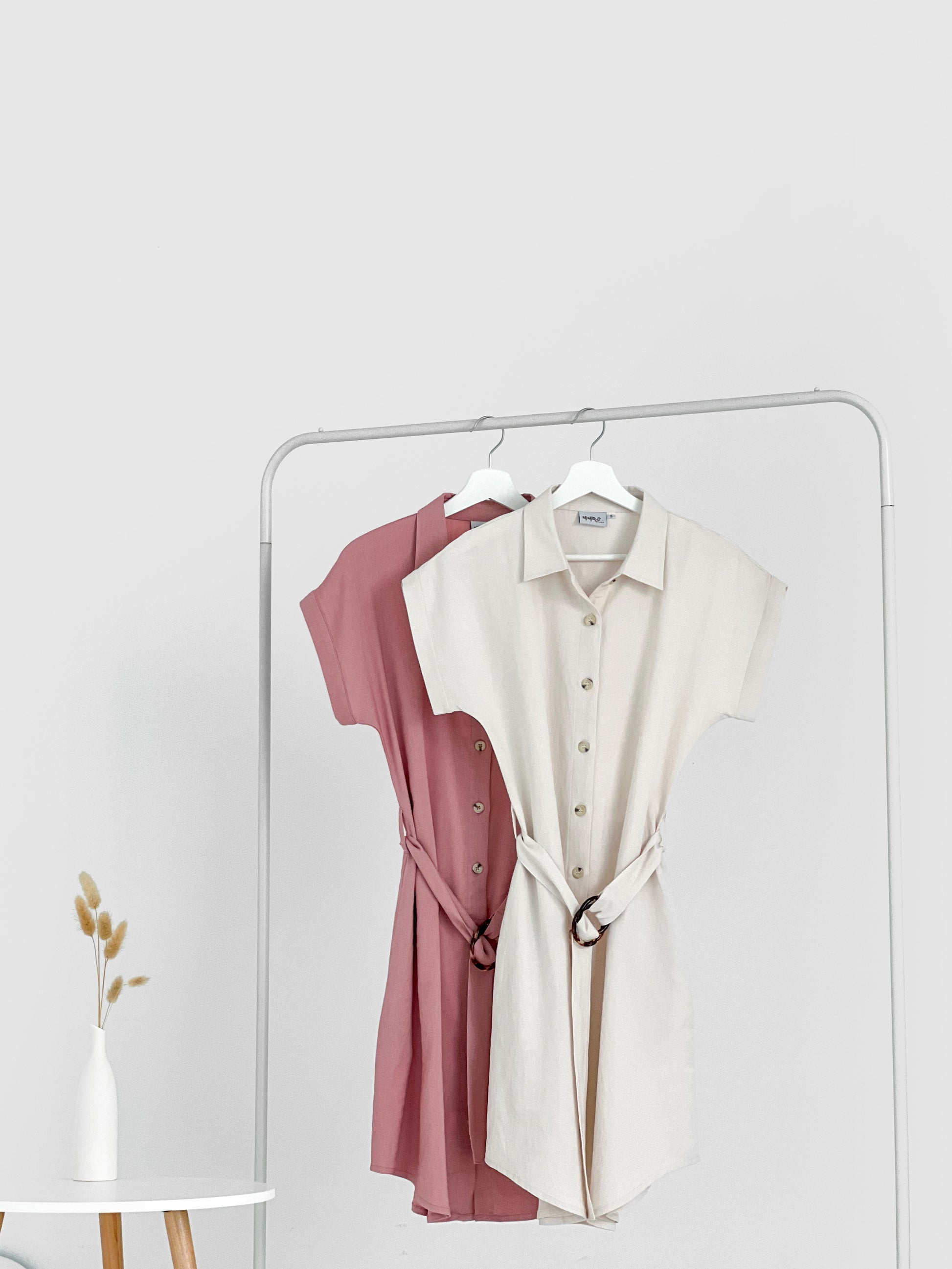 Paulinn Linen Shirt Dress - Ivory