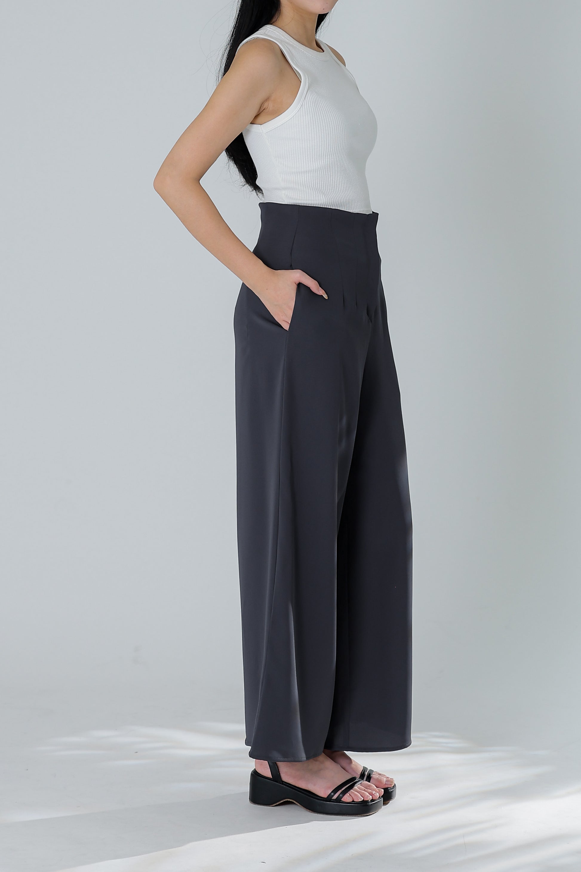 Peggy Wide Leg Pant - Charcoal