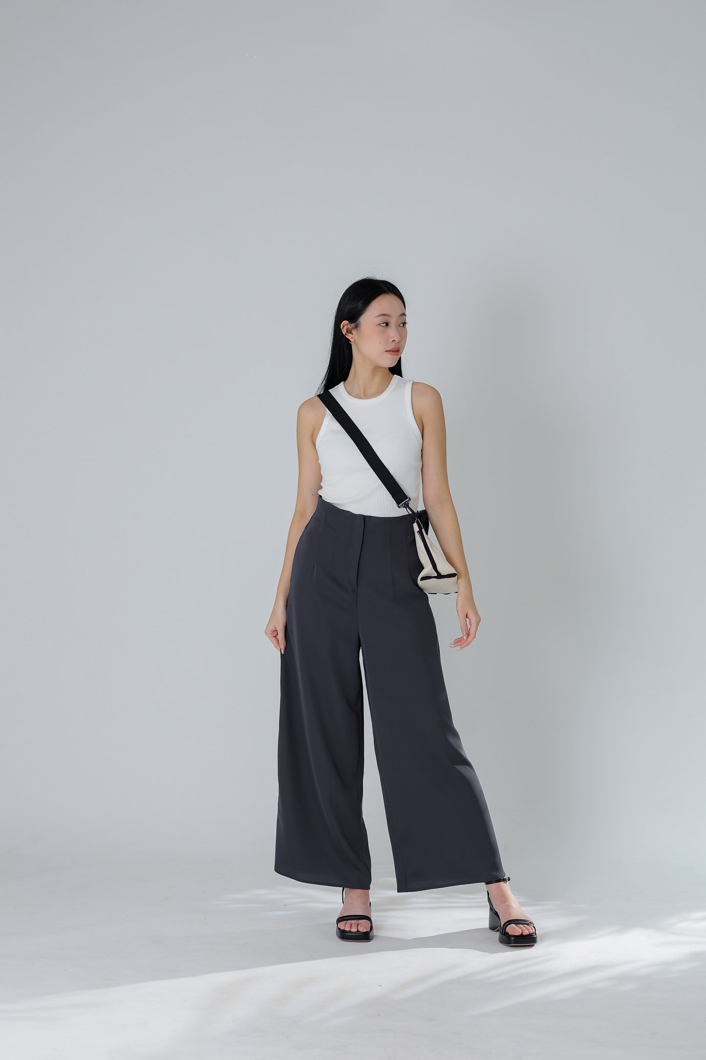 Peggy Wide Leg Pant - Charcoal