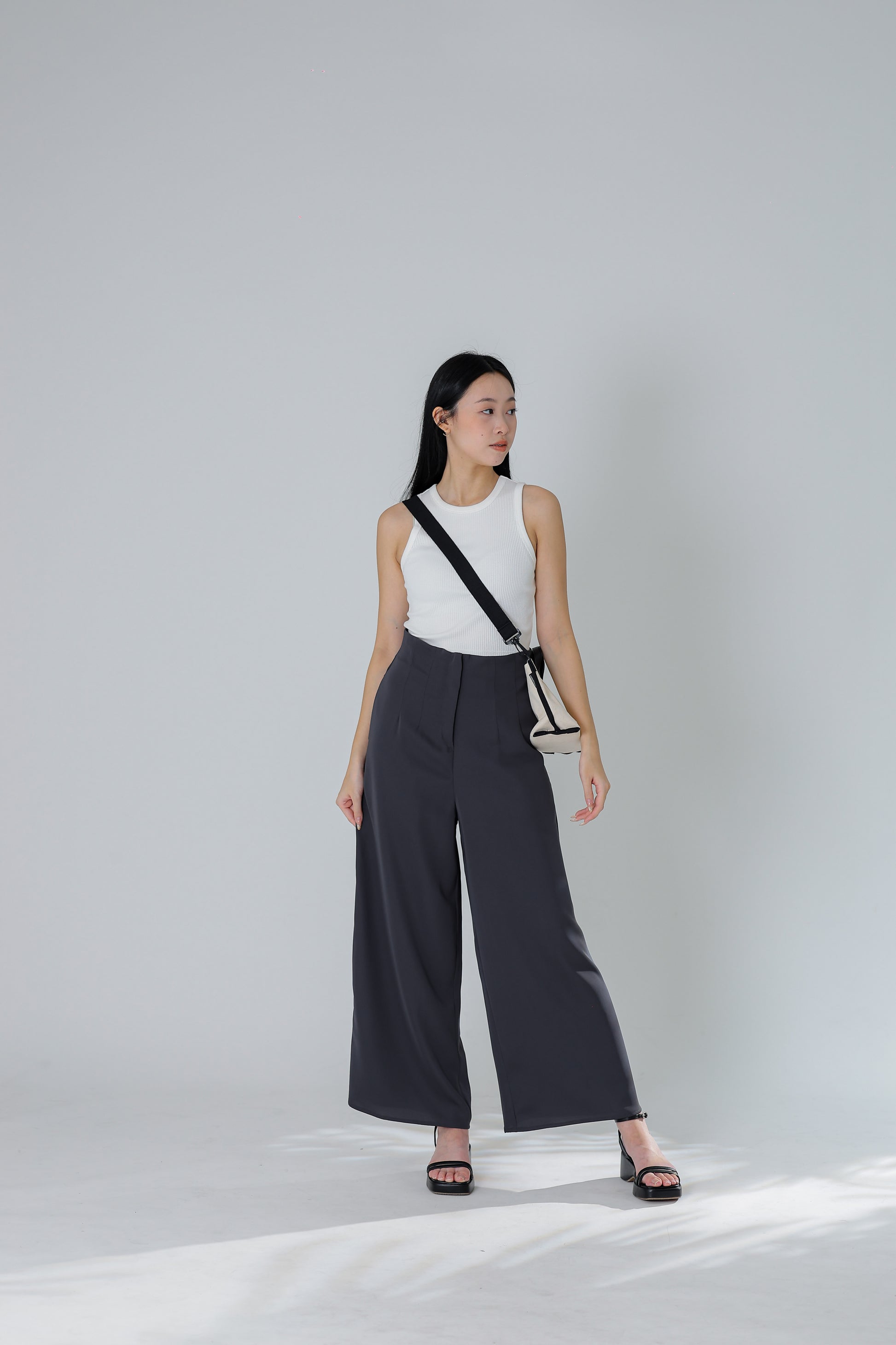 Peggy Wide Leg Pant - Charcoal