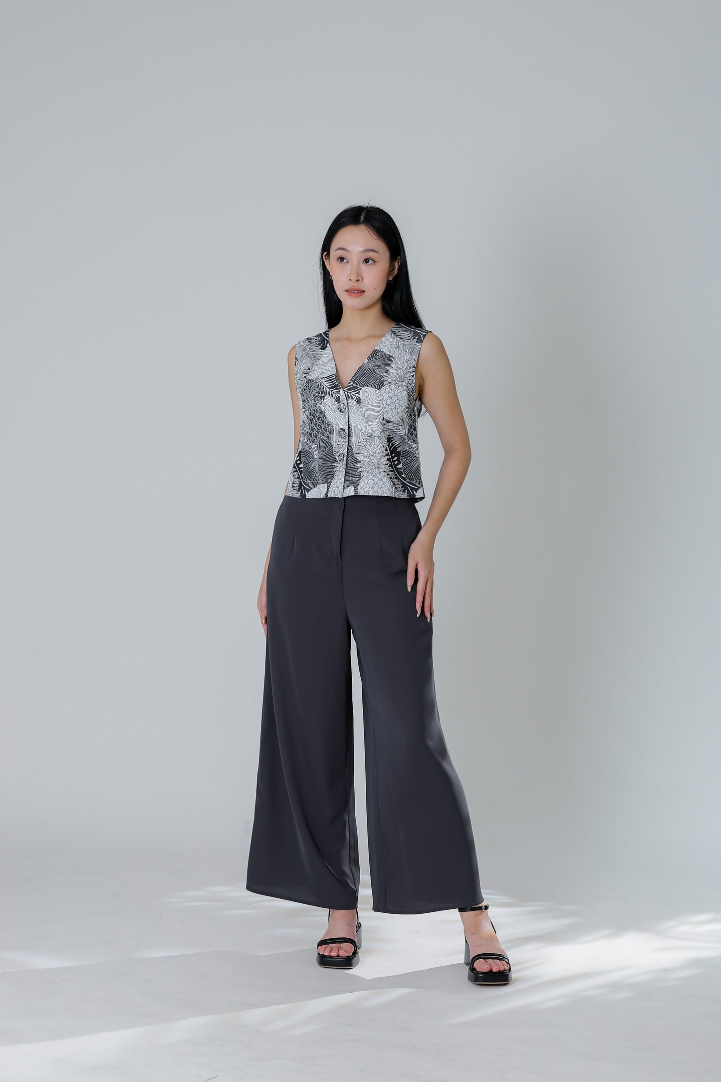 Peggy Wide Leg Pant - Charcoal