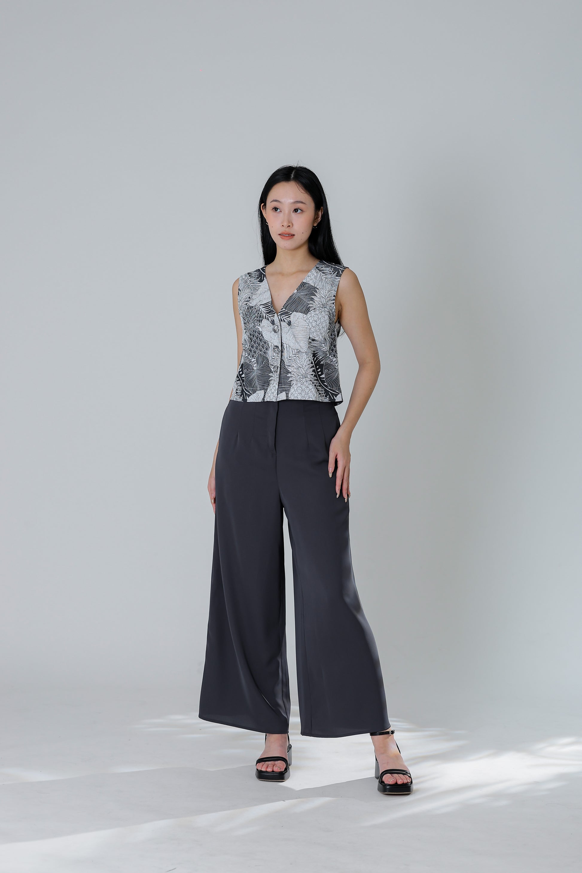 Peggy Wide Leg Pant - Charcoal