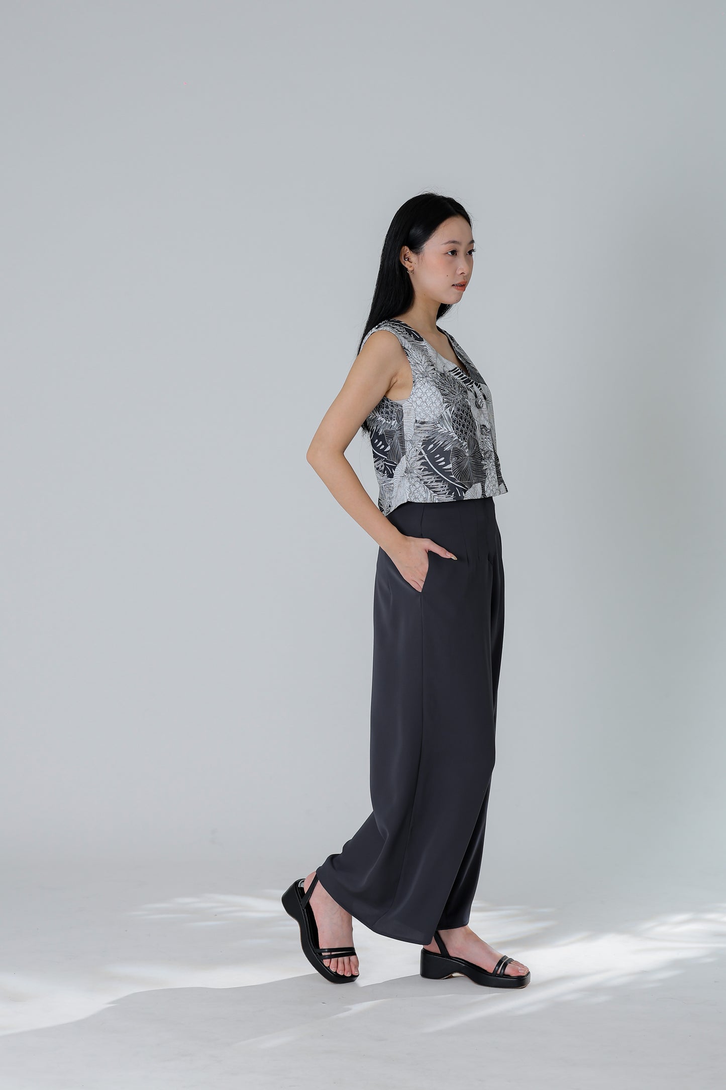 Peggy Wide Leg Pant - Charcoal