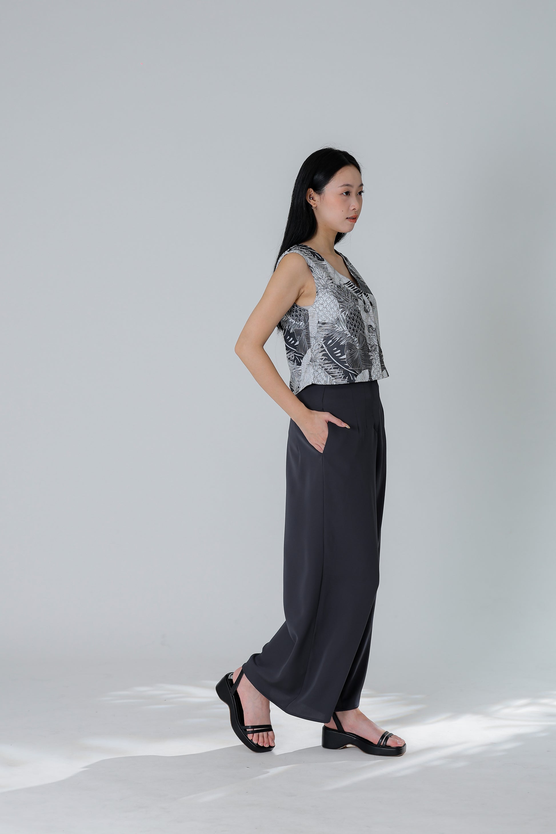 Peggy Wide Leg Pant - Charcoal