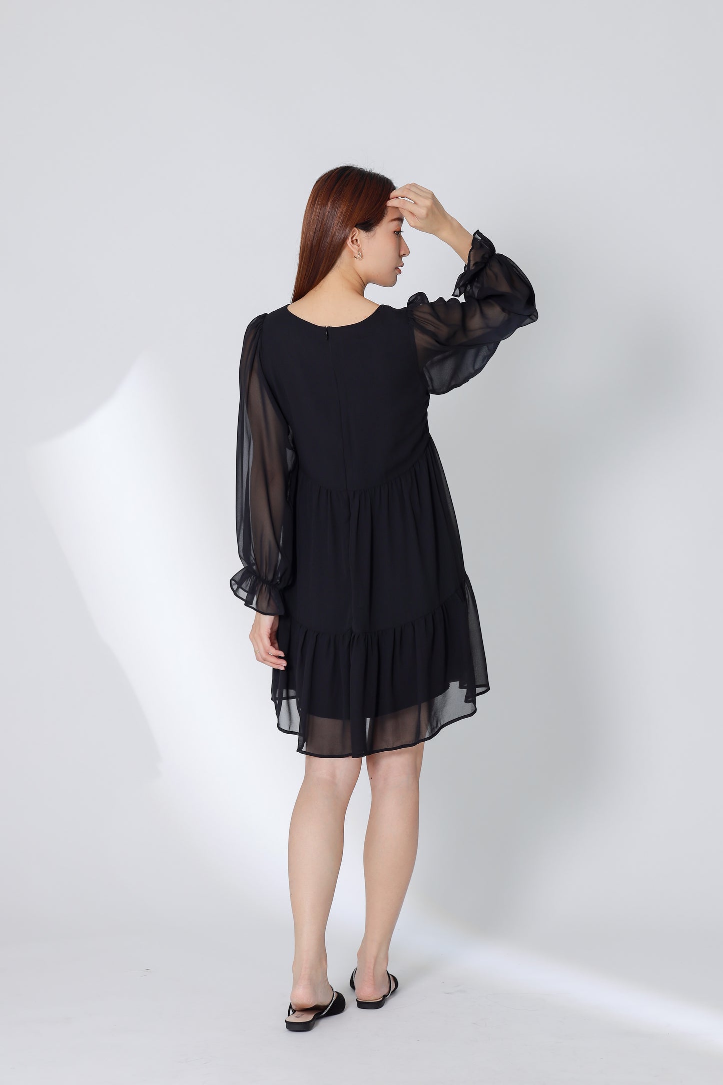 Perlita Tiered Babydoll Dress - Black