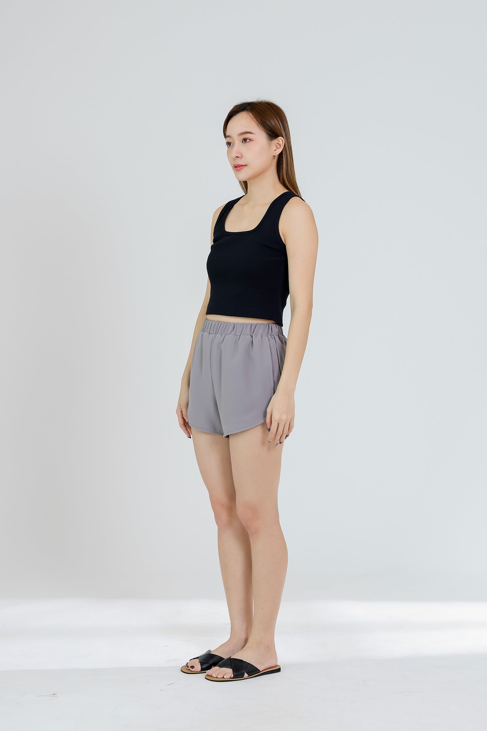 Pixie Chiffon Jogger Short - Grey