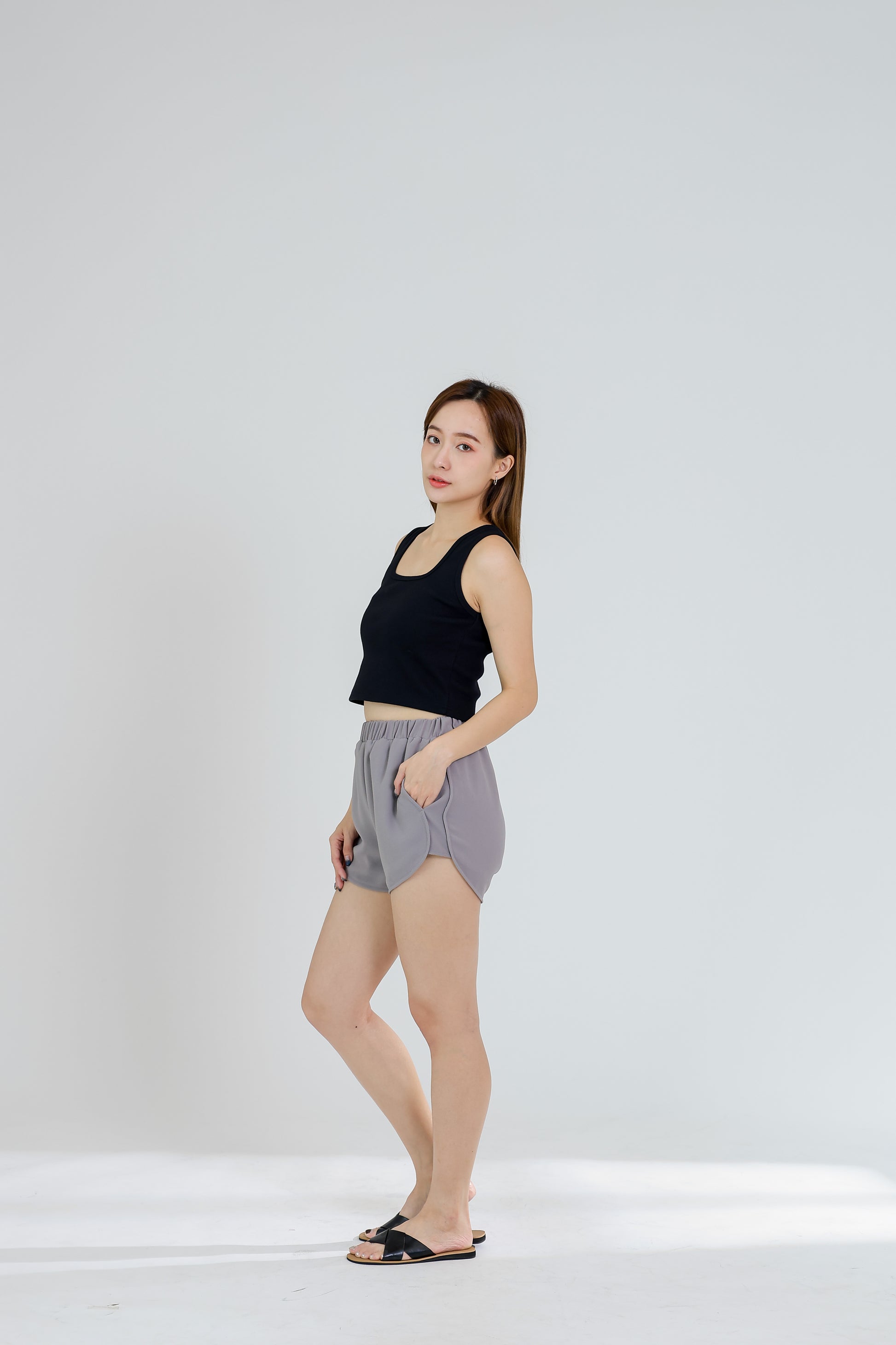 Pixie Chiffon Jogger Short - Grey