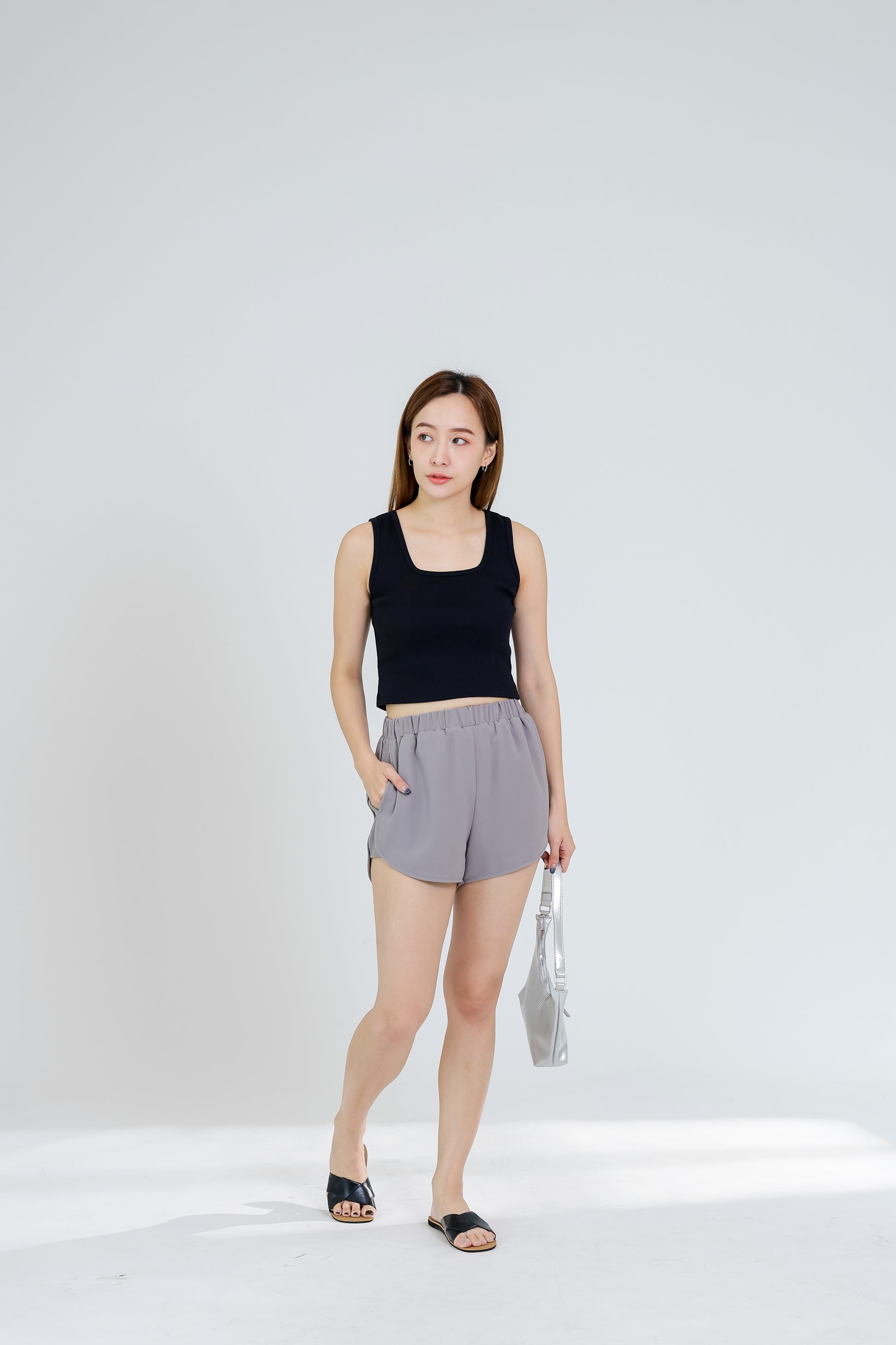Pixie Chiffon Jogger Short - Grey