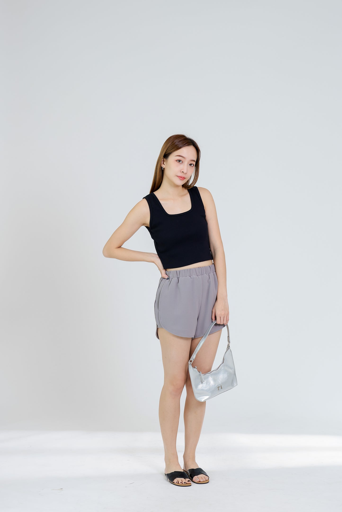 Pixie Chiffon Jogger Short - Grey