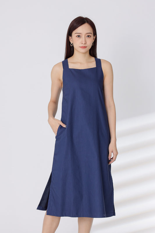 Quinn Square Neck Midi Dress - Navy