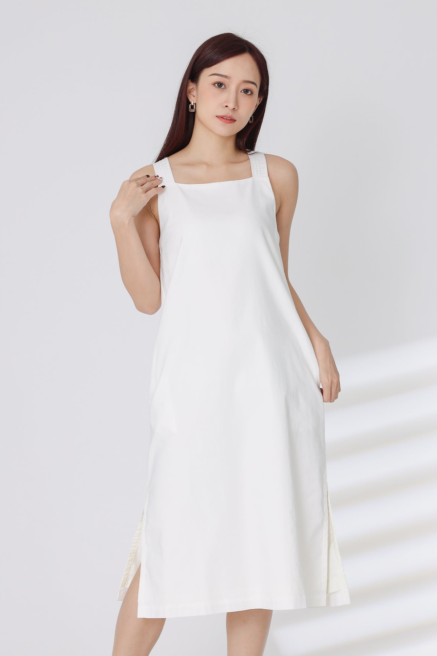 Quinn Square Neck Midi Dress - White