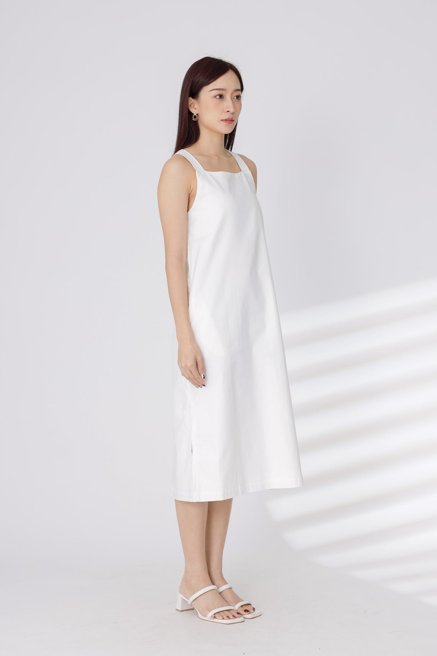 Quinn Square Neck Midi Dress - White