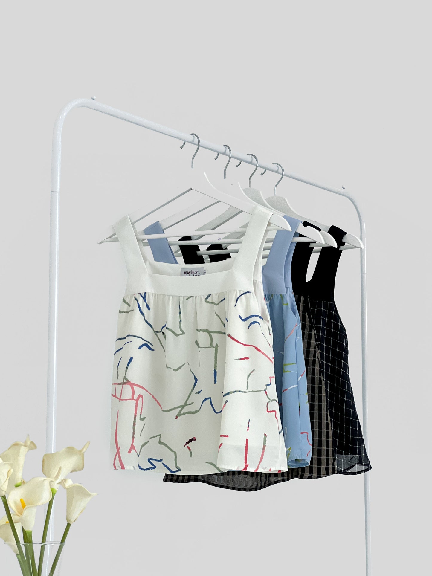 Rebekka Printed Square Neck Top - Blue