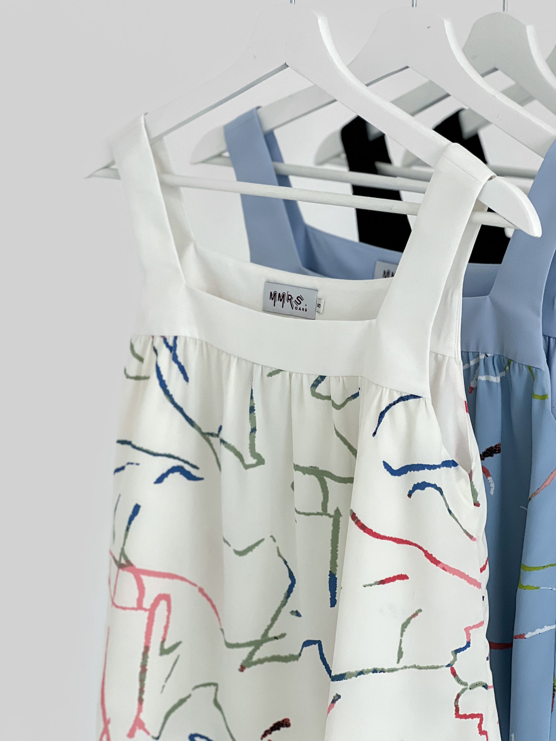 Rebekka Printed Square Neck Top - Ivory