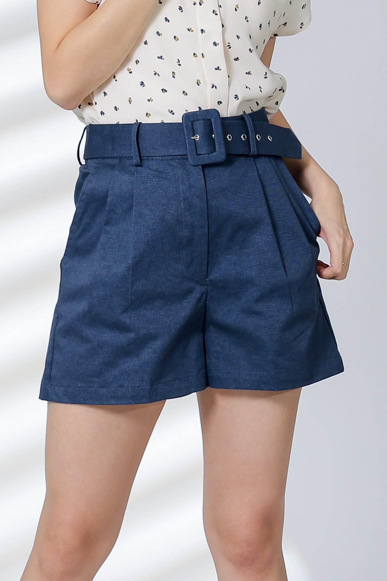 Rima Belted Short - Denim