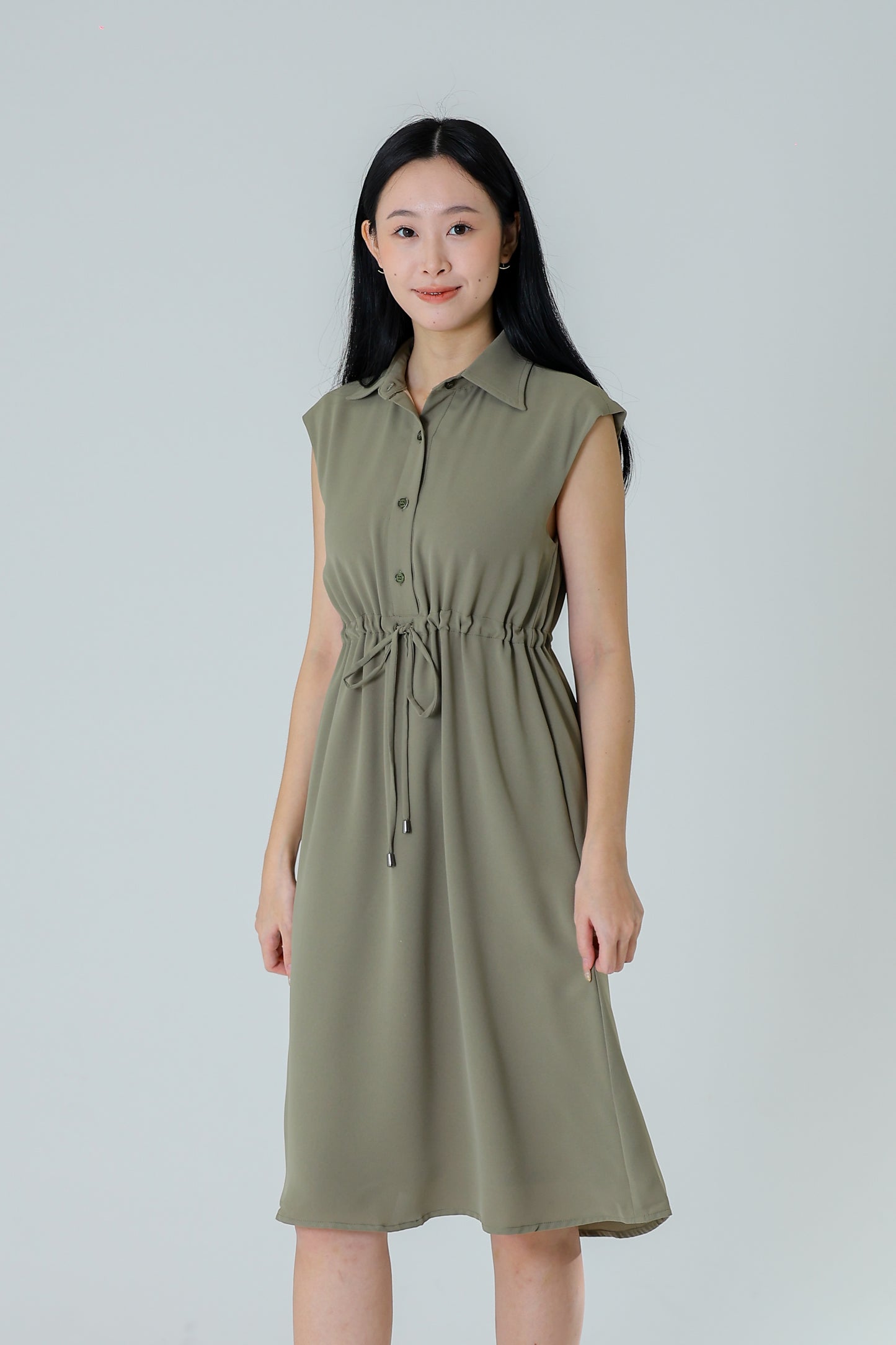 Robyn Drawstring Dress - Sage