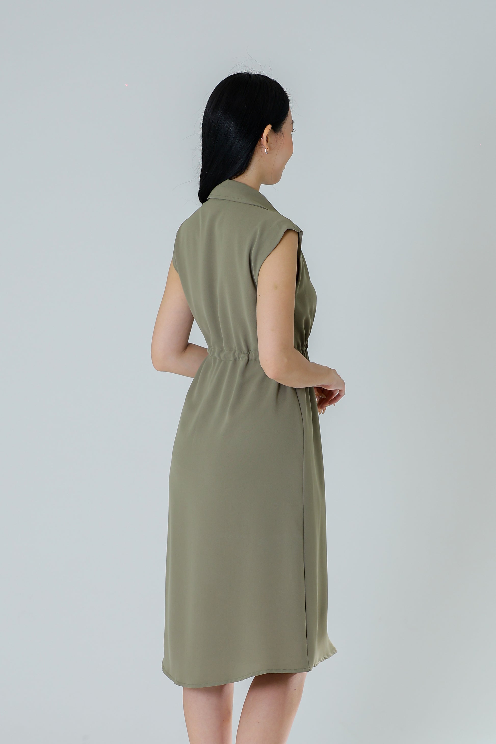 Robyn Drawstring Dress - Sage