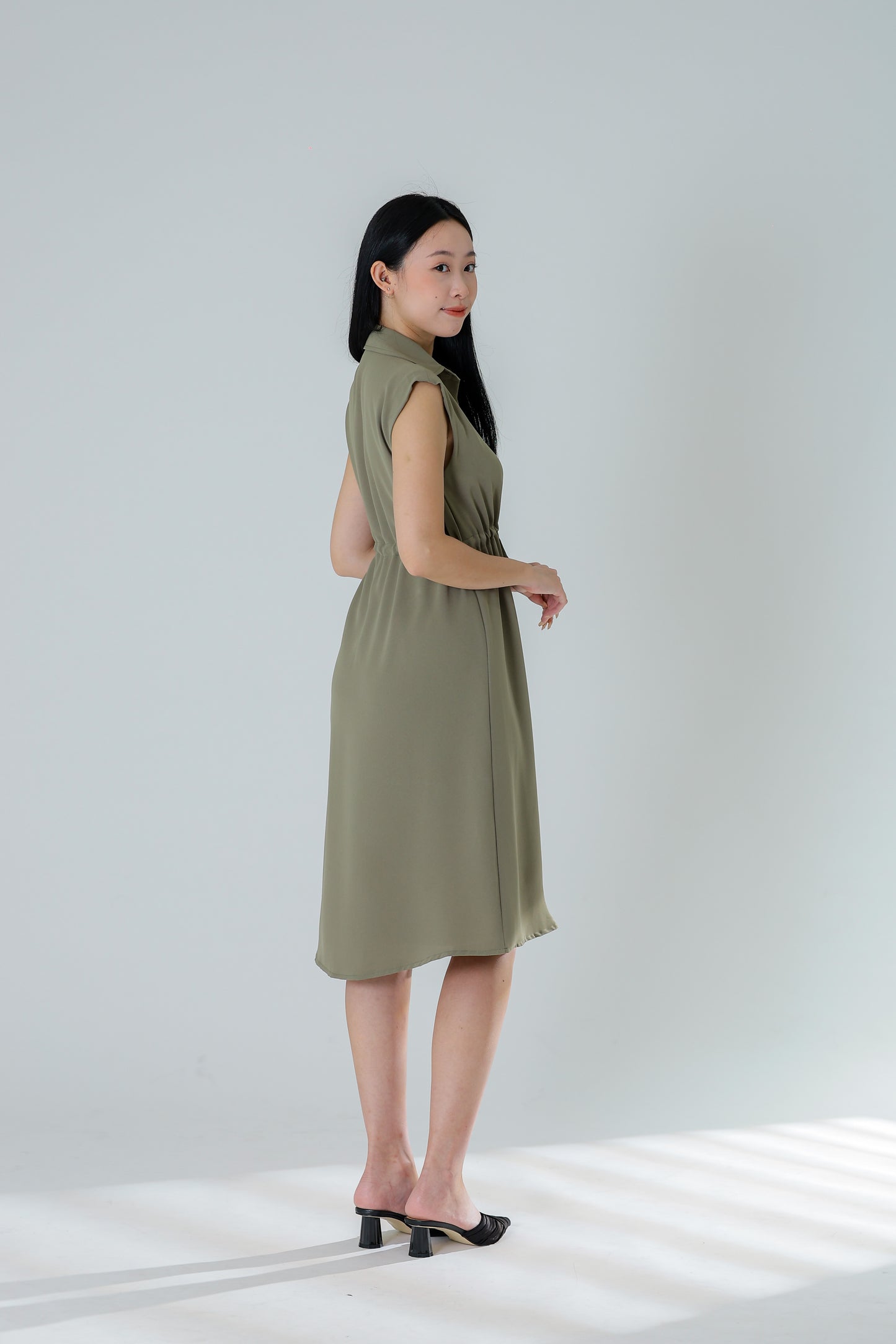 Robyn Drawstring Dress - Sage