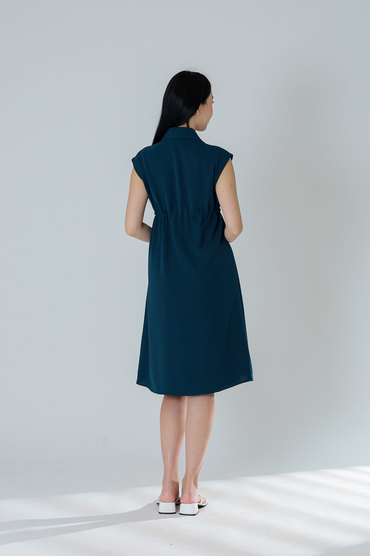 Robyn Drawstring Dress - Dark Teal