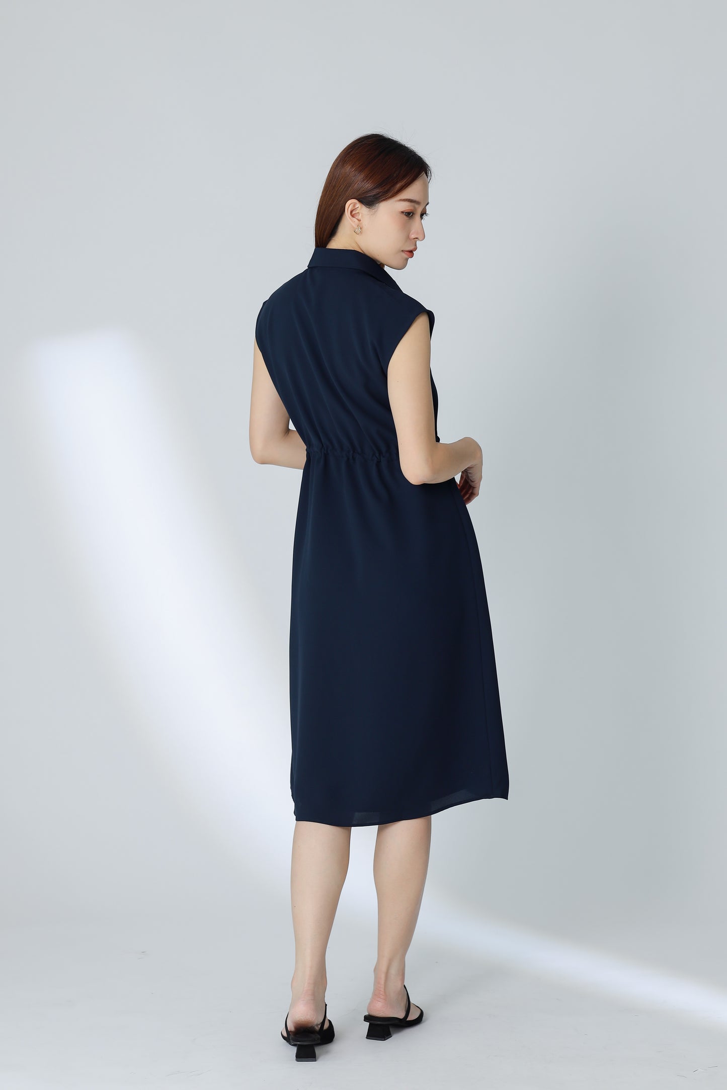 Robyn Drawstring Dress - Navy