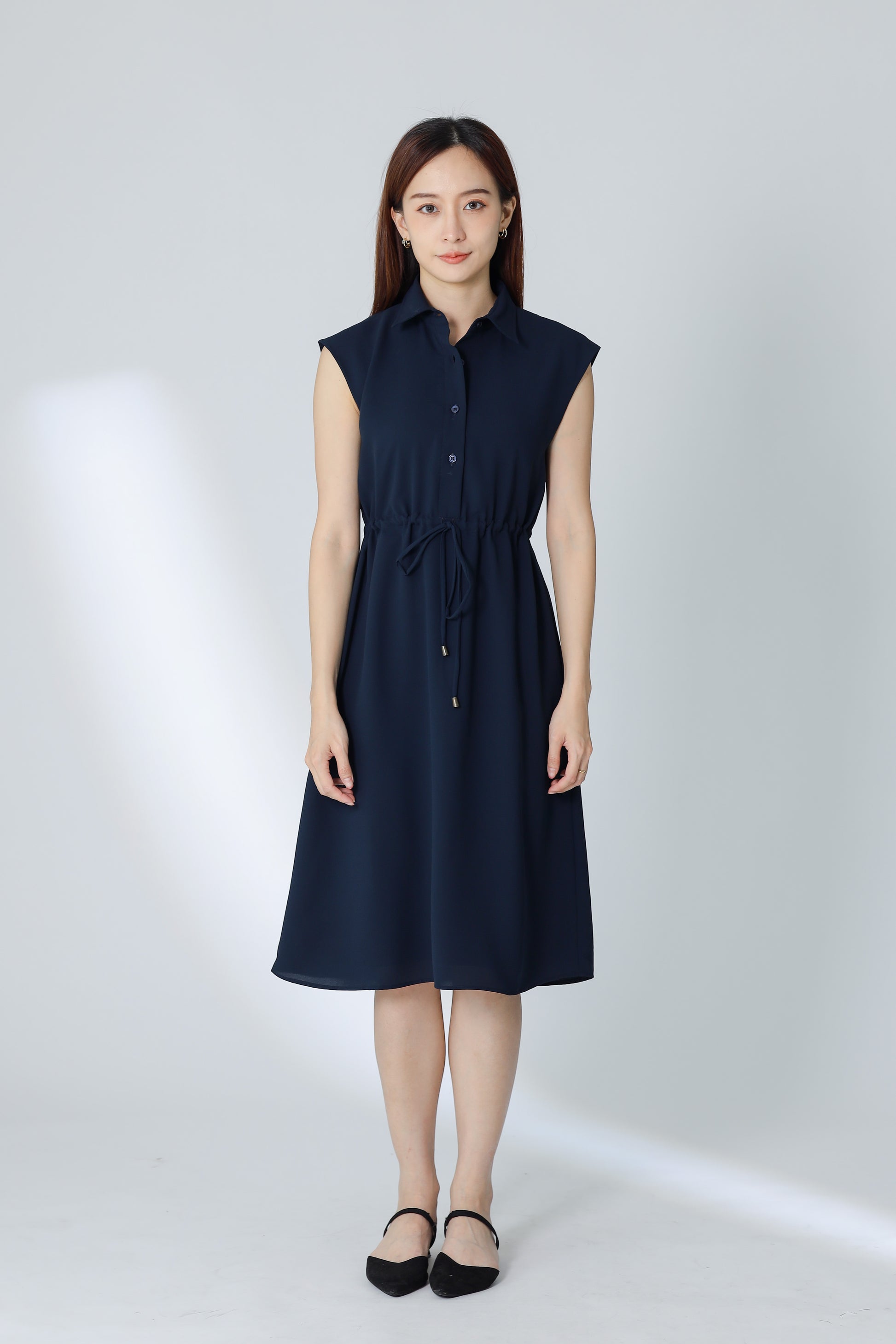Robyn Drawstring Dress - Navy