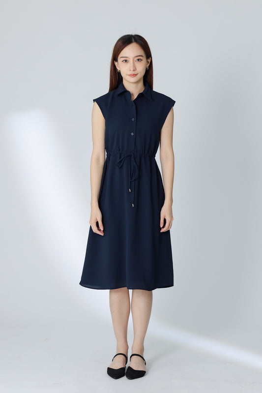 Robyn Drawstring Dress - Navy