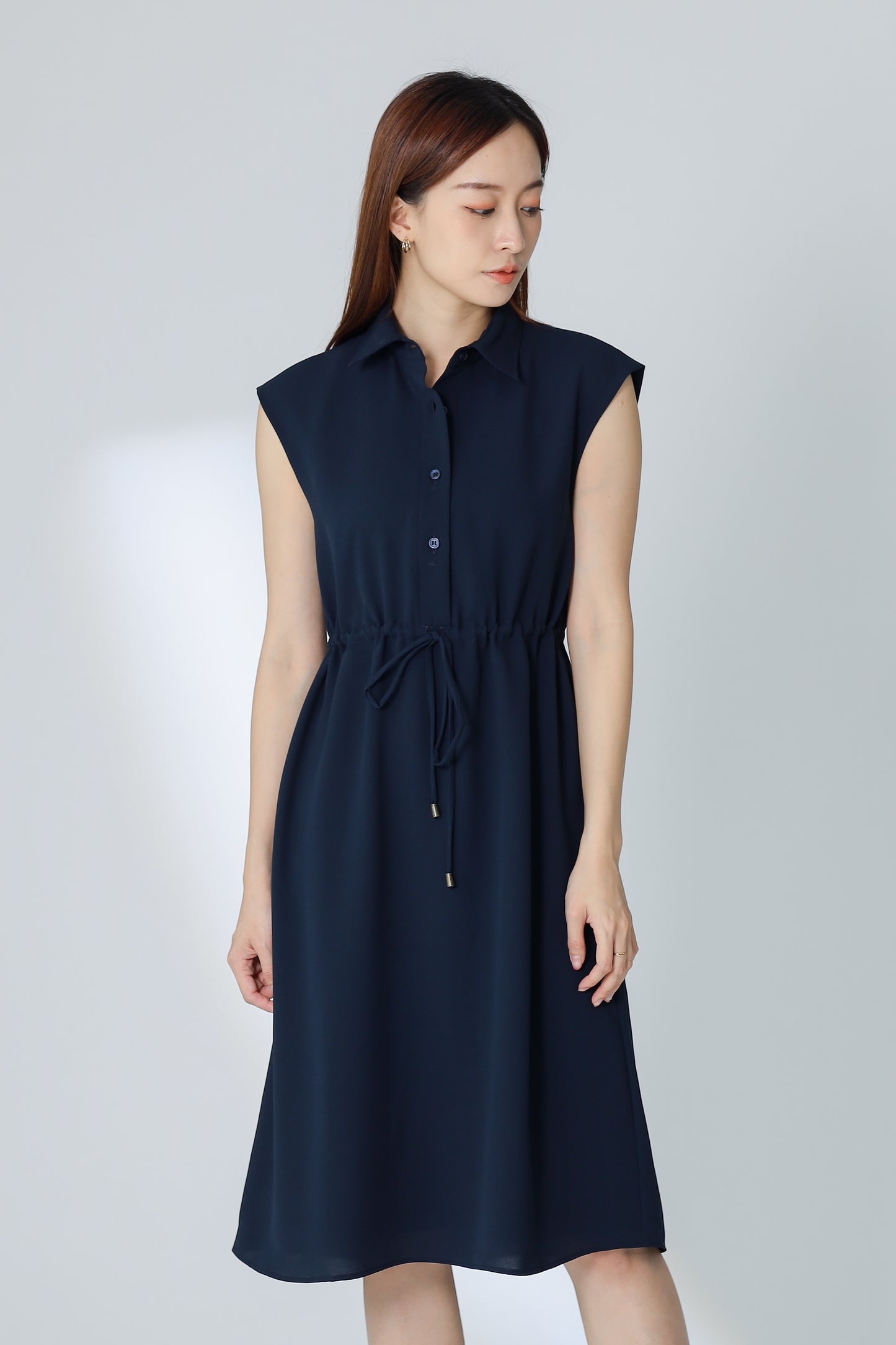 Robyn Drawstring Dress - Navy