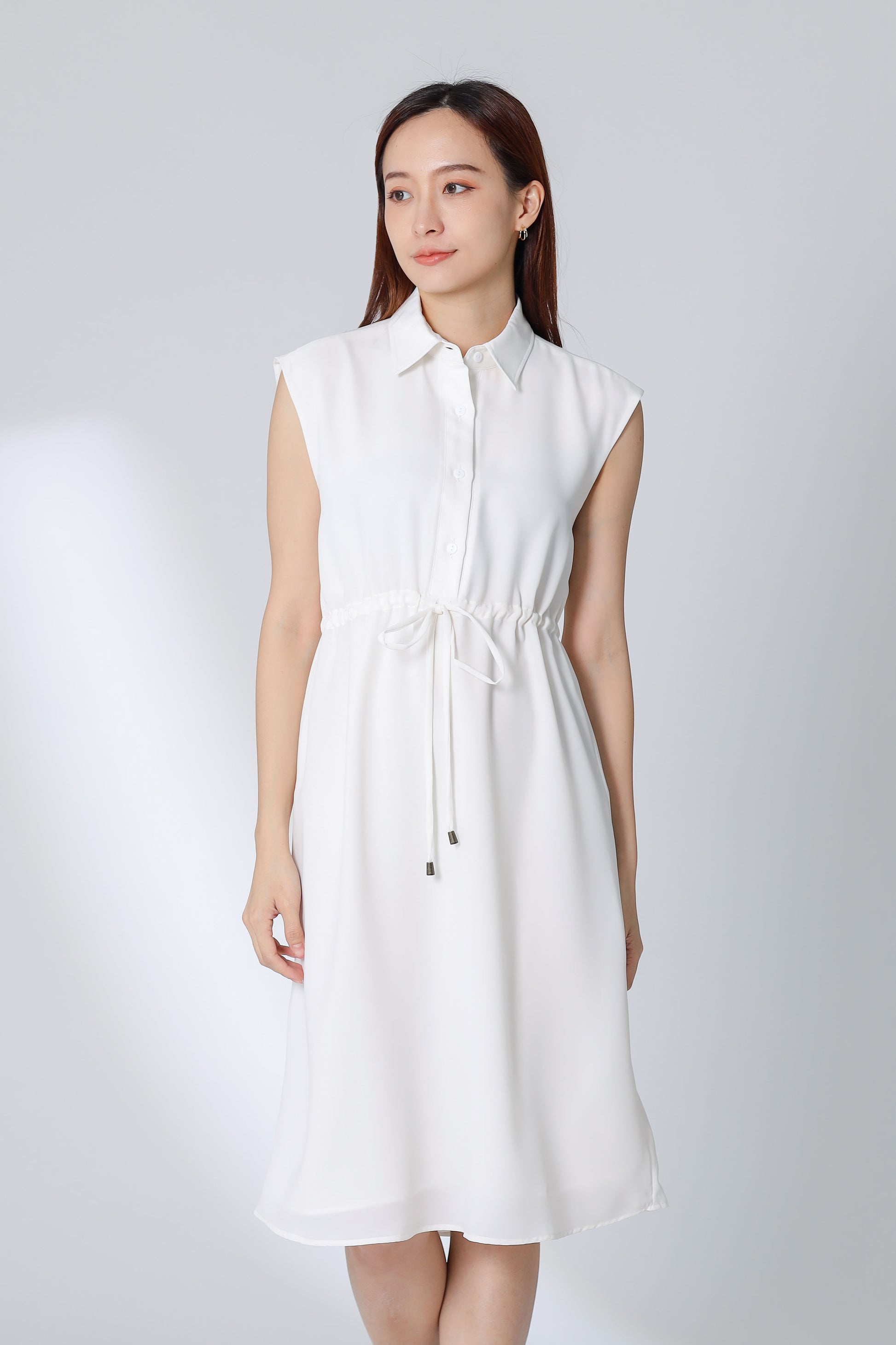 Robyn Drawstring Dress - Ivory