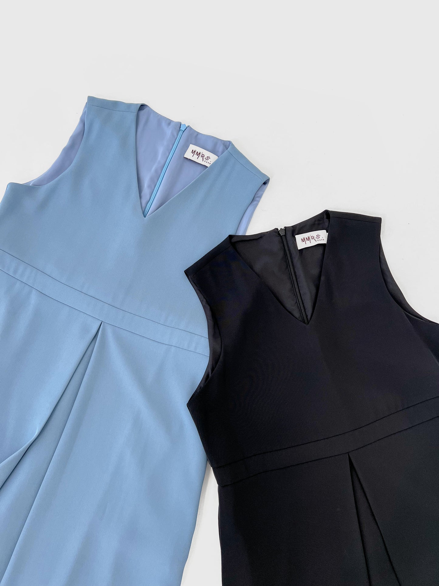Roza Center Pleat Dress - Steel Blue