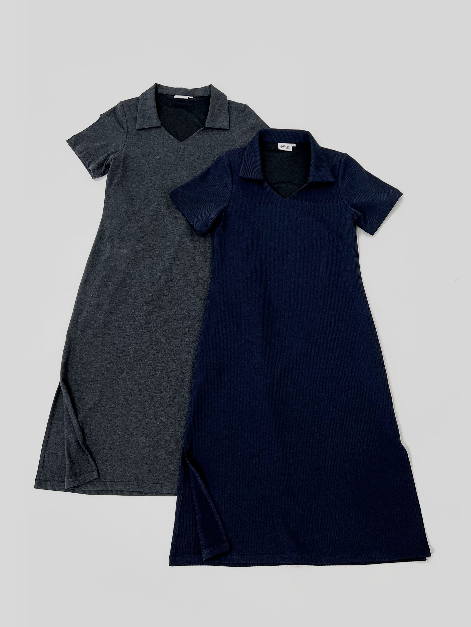 Rubi Collar V-Neck Collared Dress - Navy