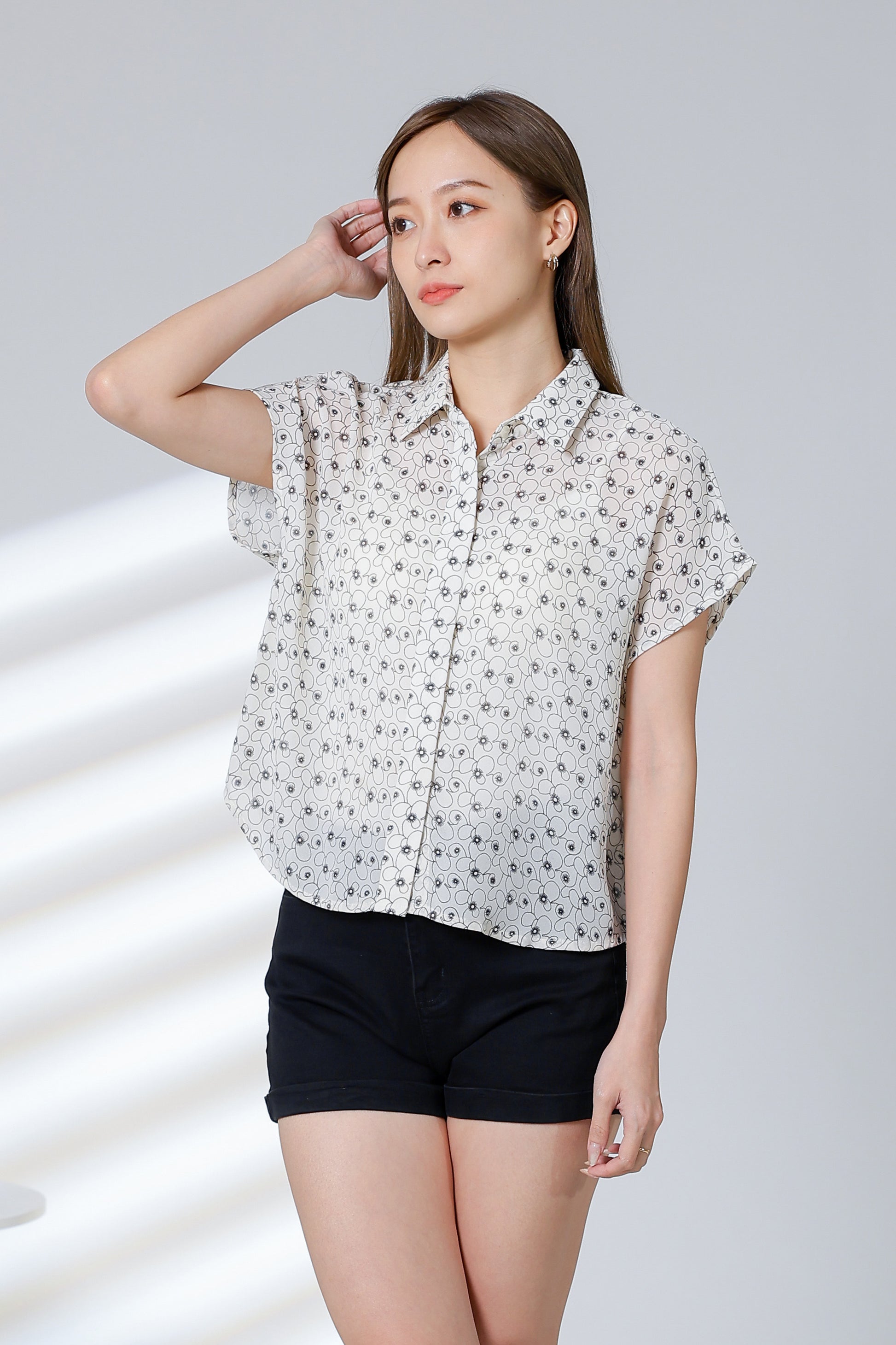 Serrano Printed Shirt - Ivory/Navy