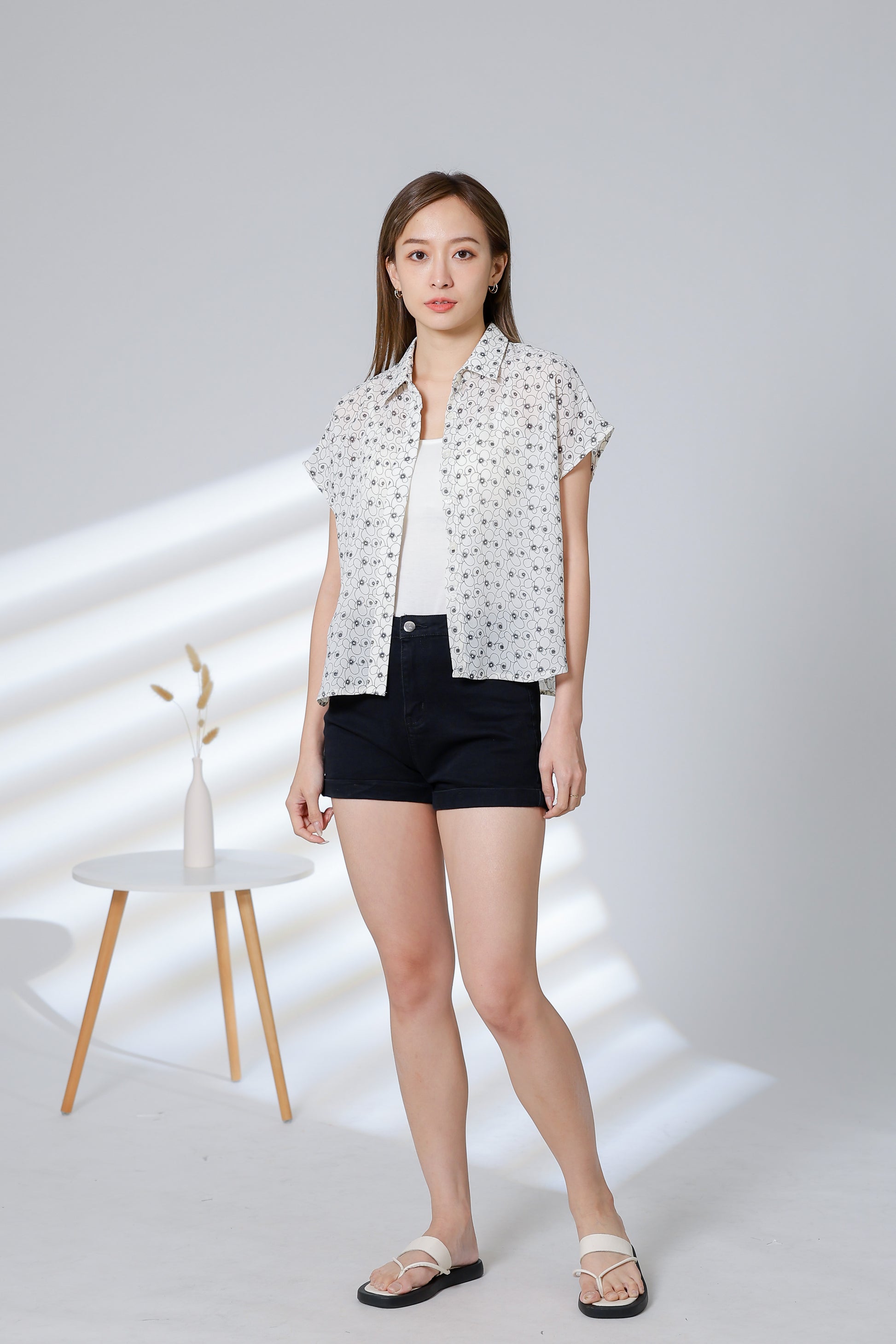 Serrano Printed Shirt - Ivory/Navy