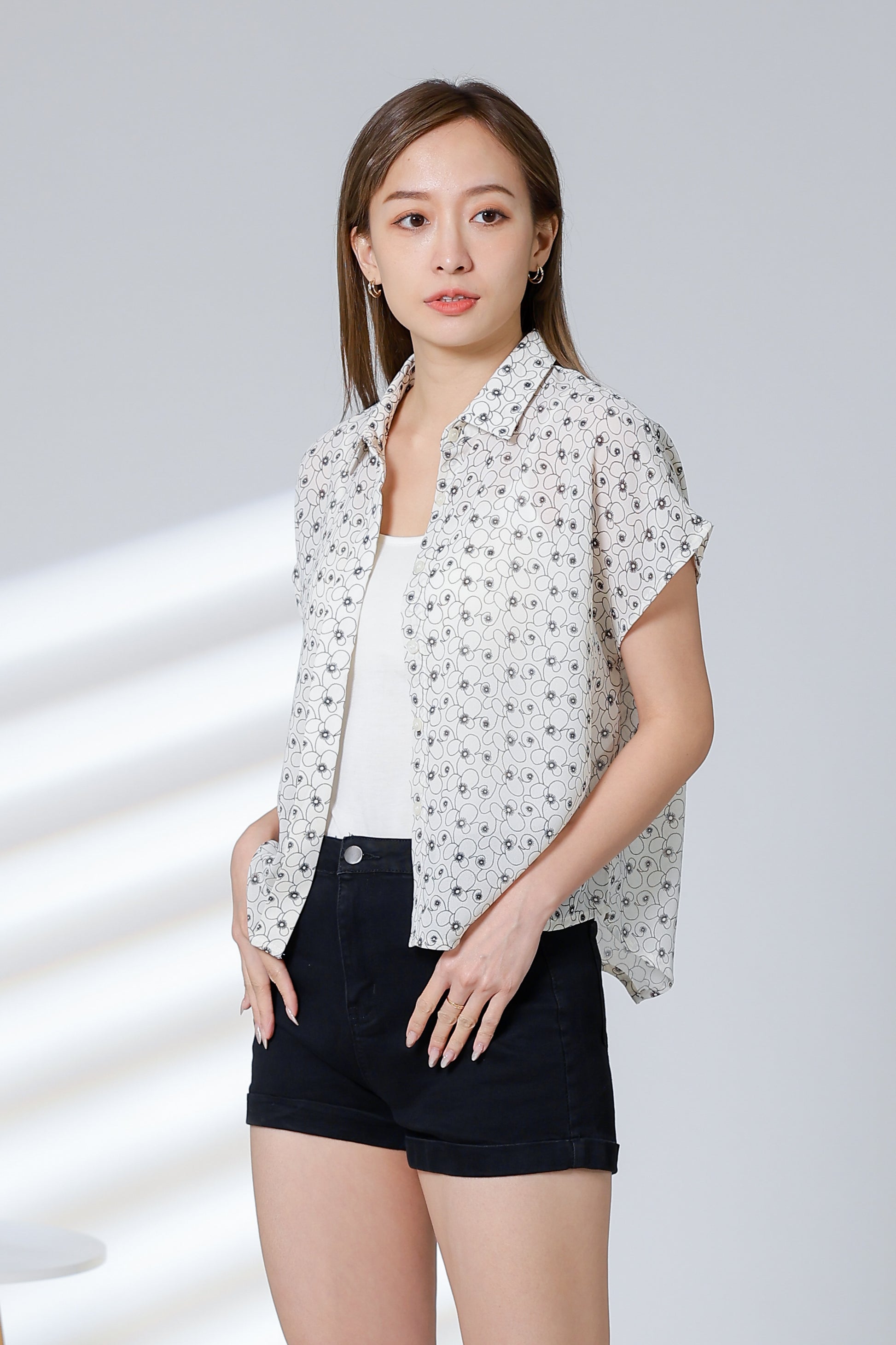 Serrano Printed Shirt - Ivory/Navy