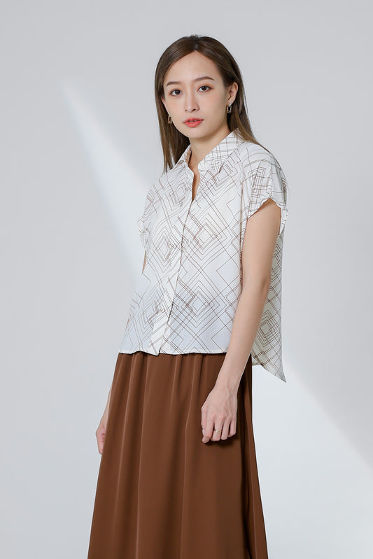 Serrano Printed Shirt - Ivory/Brown