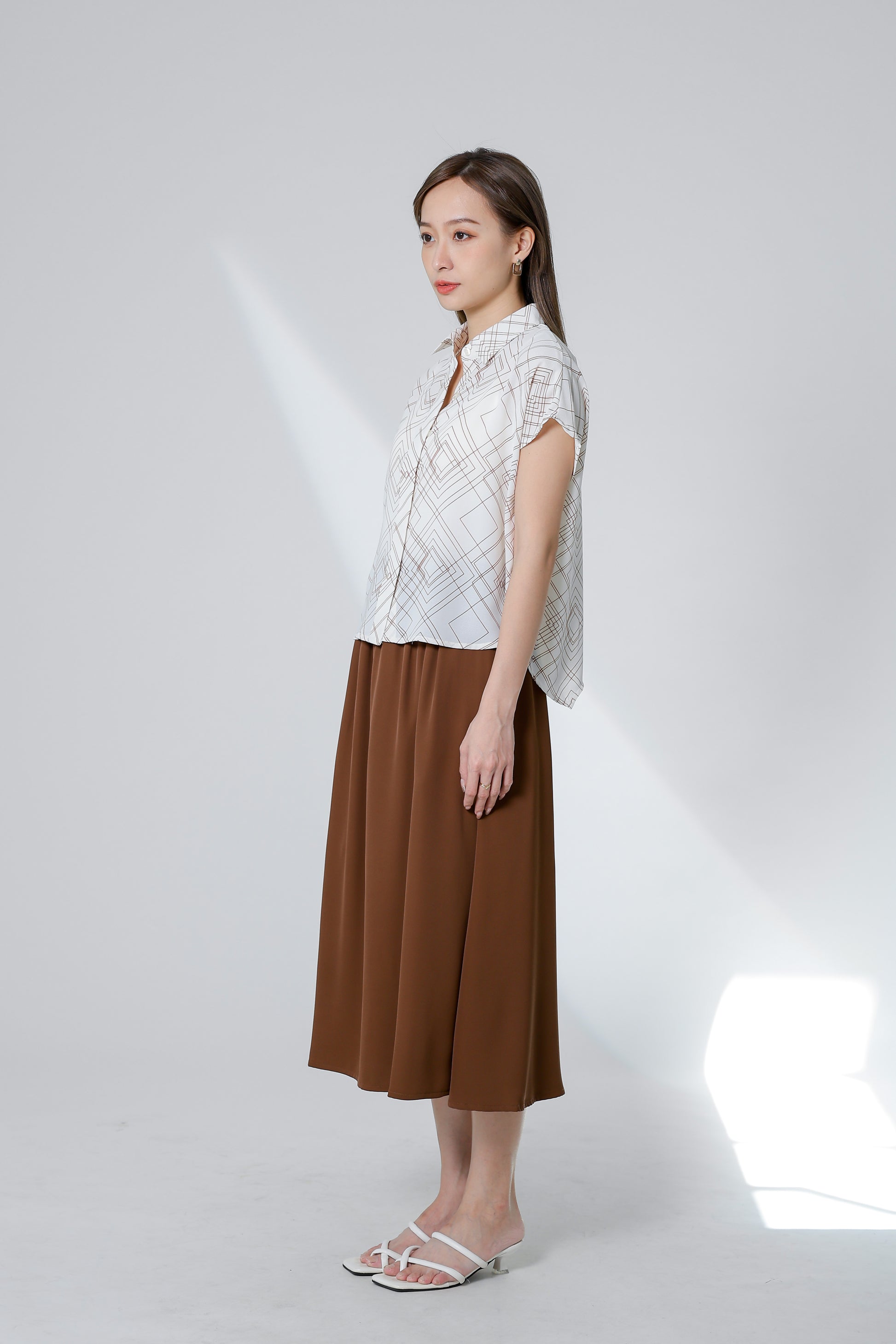Serrano Printed Shirt - Ivory/Brown