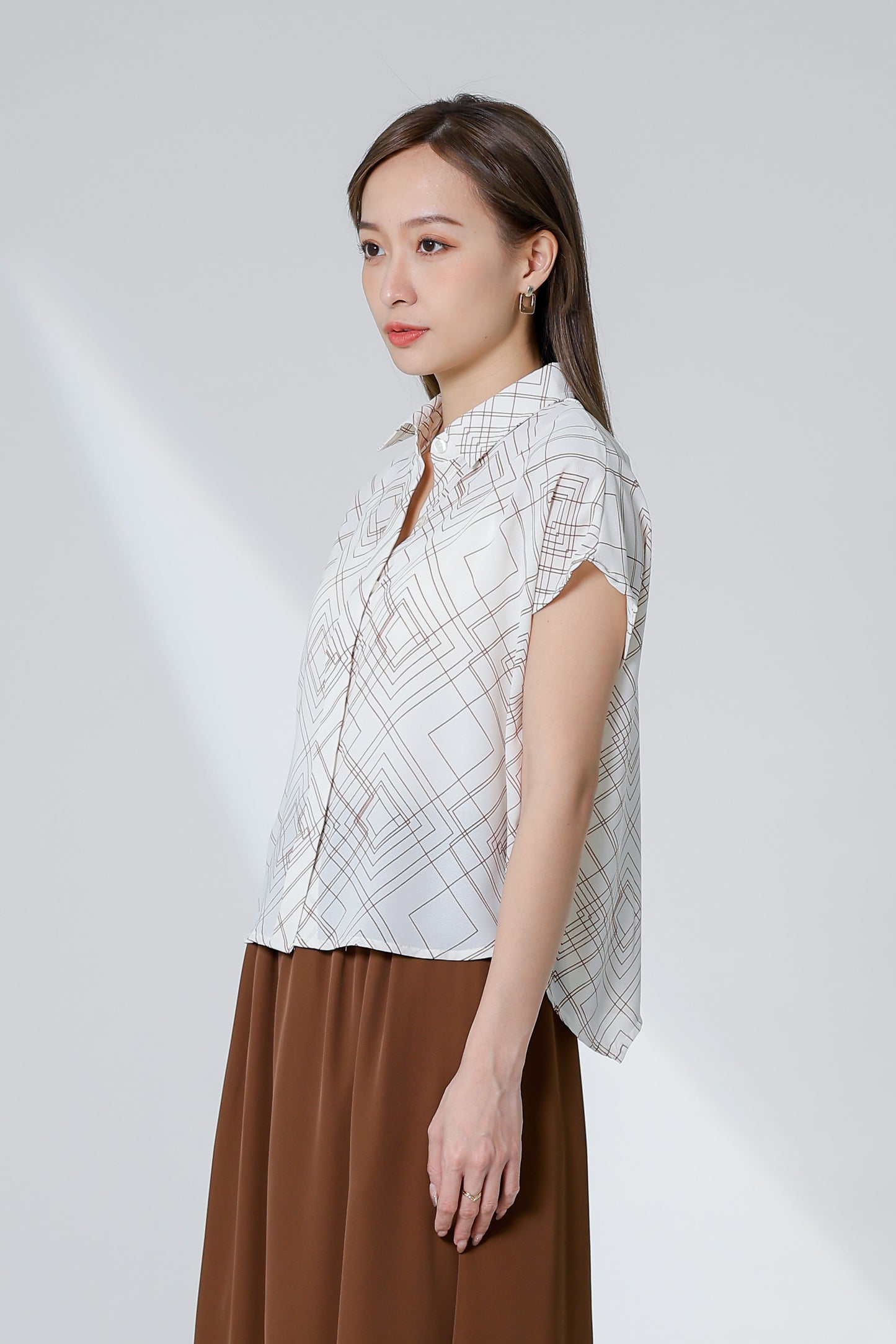 Serrano Printed Shirt - Ivory/Brown