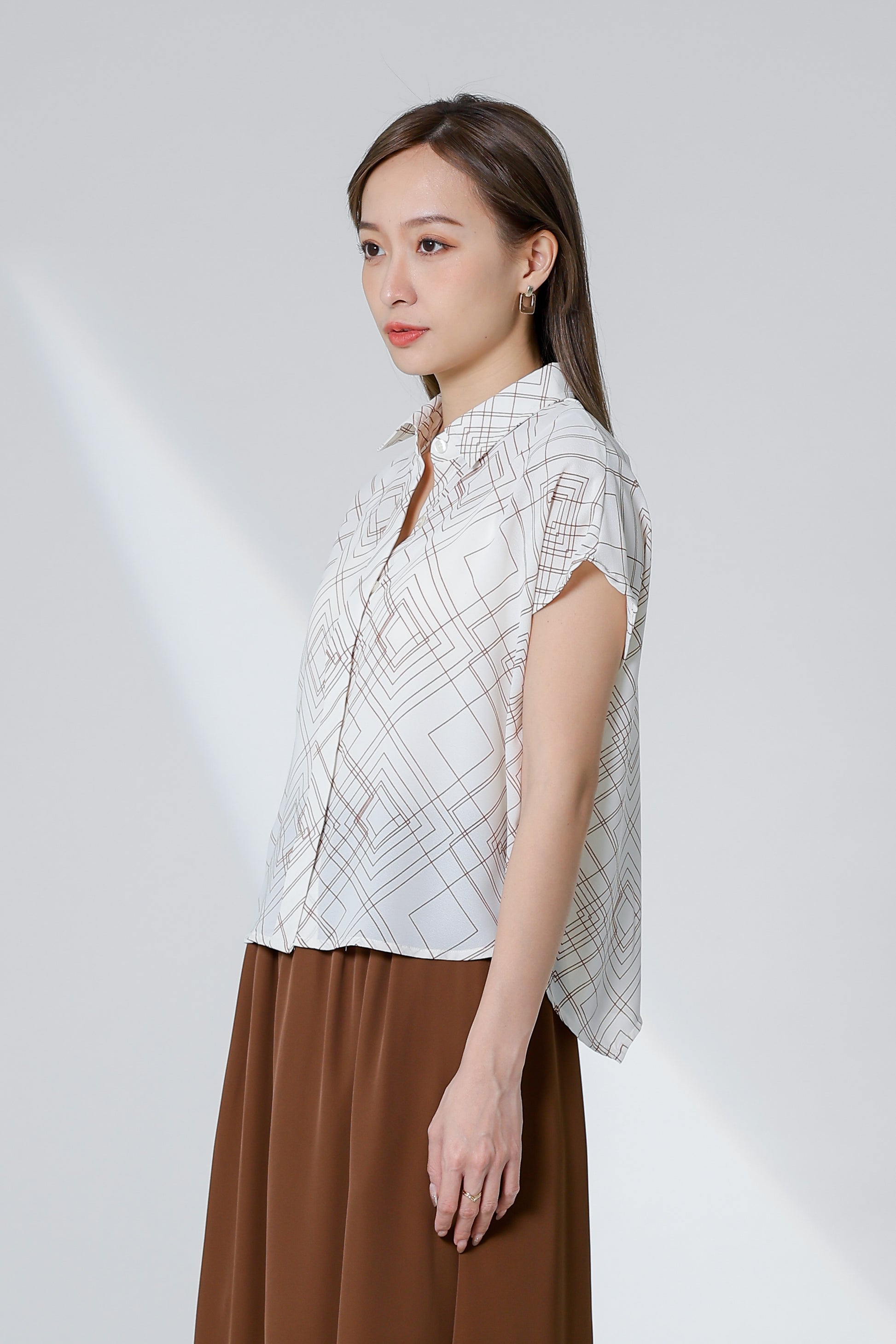 Serrano Printed Shirt - Ivory/Brown
